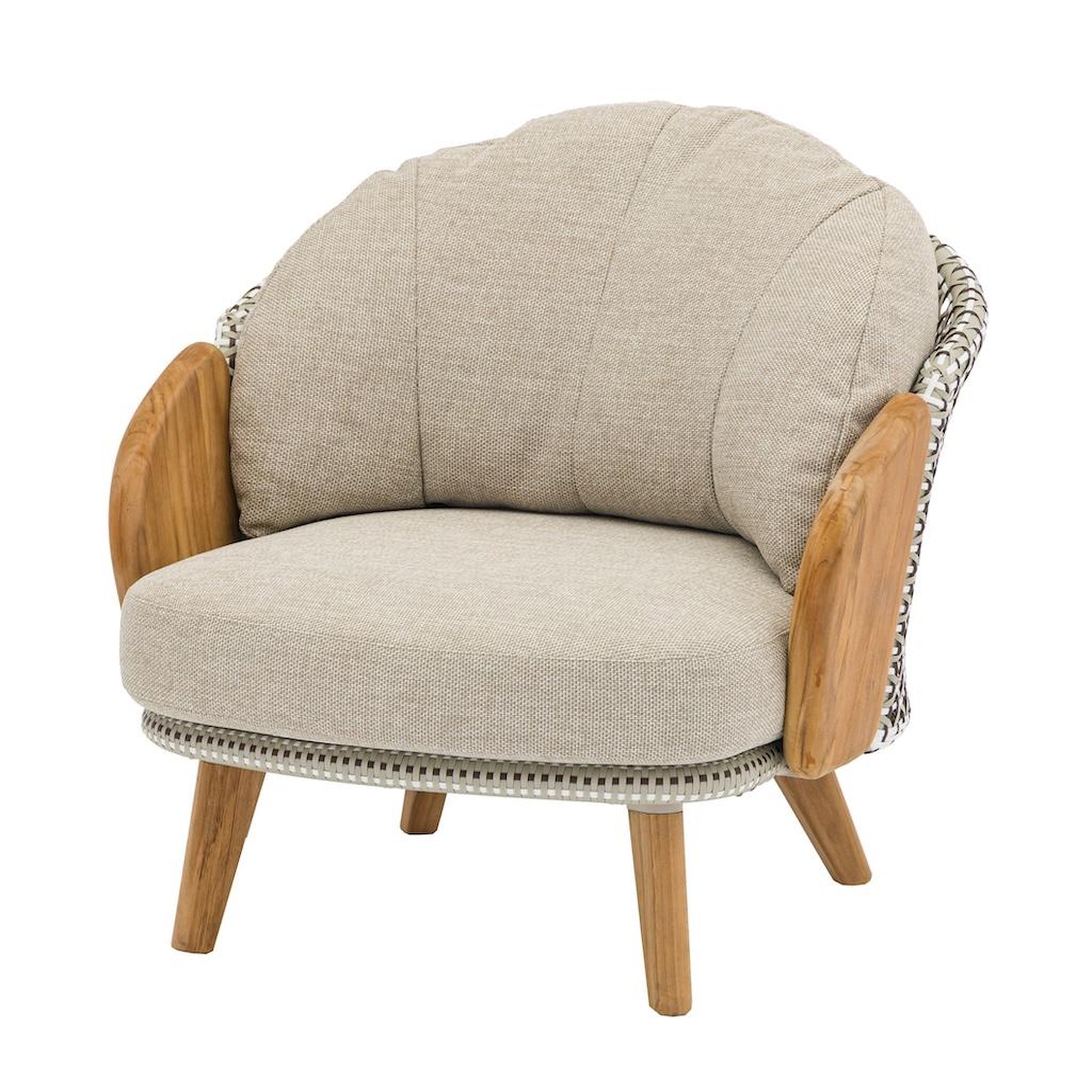 Proloisirs Fauteuil lounge - IBISCUS - Teck FSC 100% / Wicker - Coussins crème