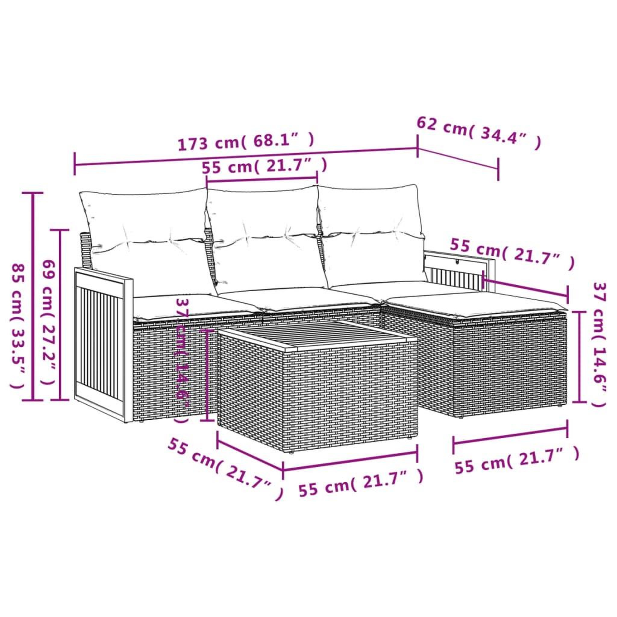 Voir la diapositive 6 : VIDAXL Salon de jardin 5 pcs avec coussins gris resine tressee