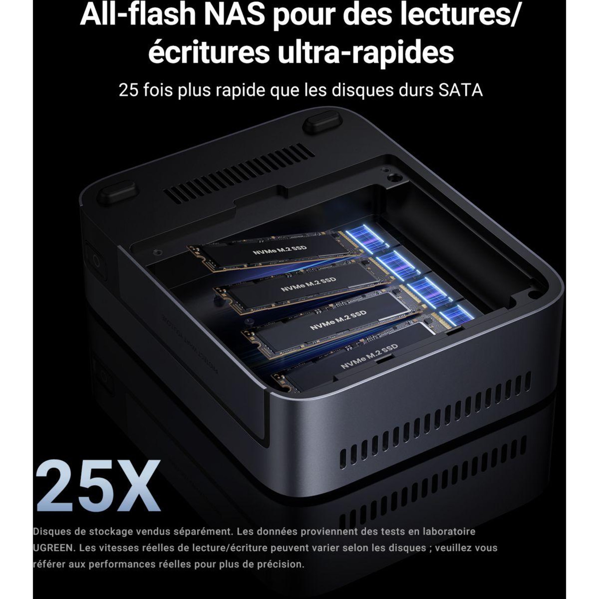 Voir la diapositive 2 : UGREEN Serveur nas dxp480t plus gris anodisé