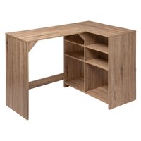 HOMCOM Bureau informatique en forme de L bureau d'angle design industriel  rétro support CPU mobile MDF 150 x 150 x 75 cm brun avec veinage