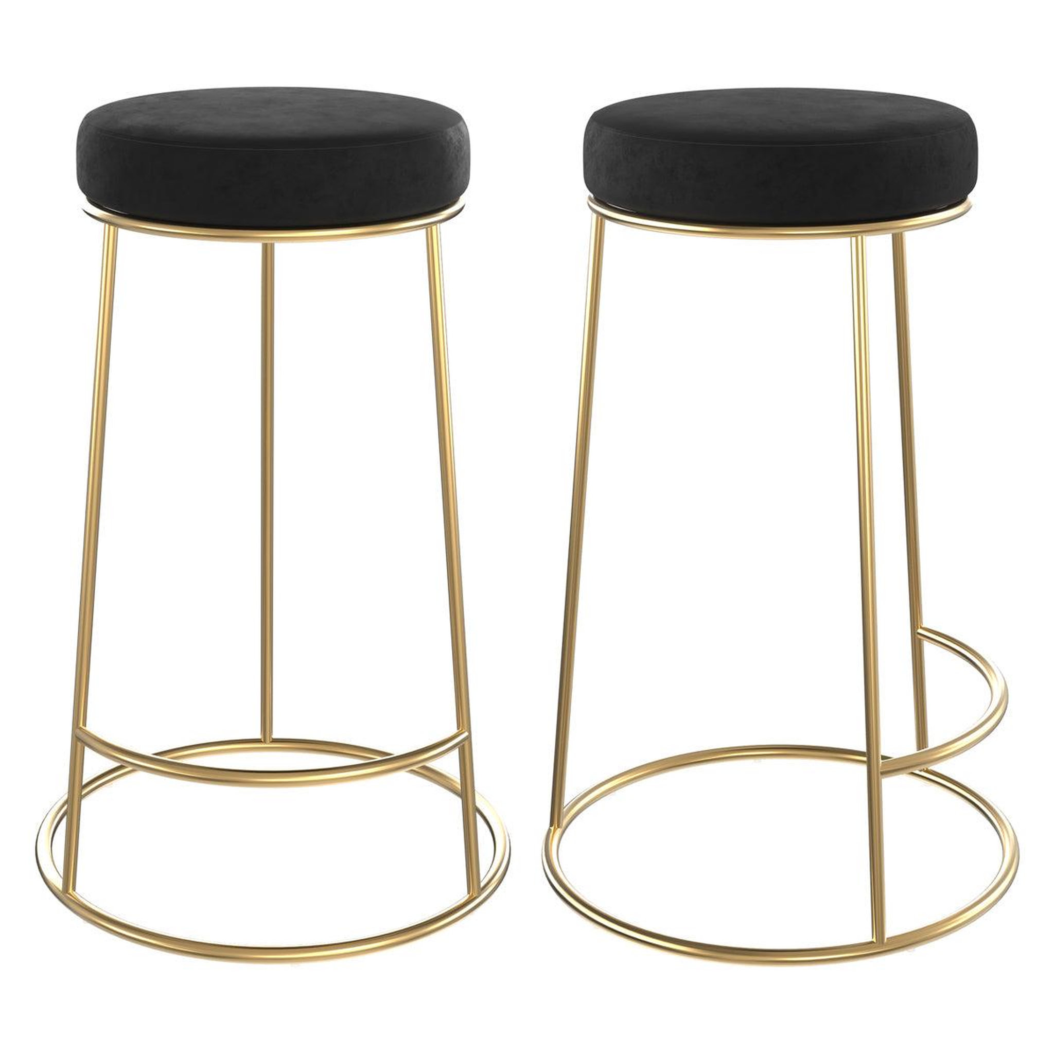 MAISON PAVANE Lot de 2 tabourets pour îlot central 63 cm en velours noir-kendal