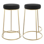 Rendez vous déco Lot de 2 tabourets pour îlot central 63 cm en velours noir-Kendal