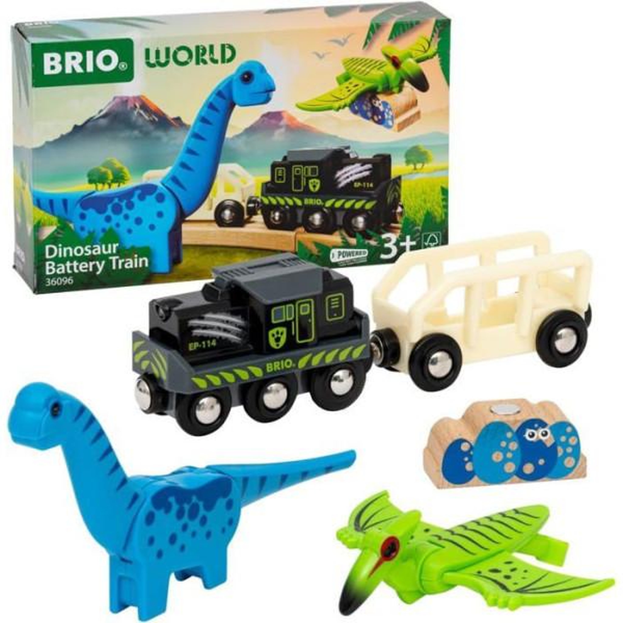 Voir la diapositive 3 : Brio Brio Train a Piles Dinosaure - Train électrique - Dinosaure Inclus - pour circuit de train en bois - Des 3 Ans - Brio World - 3