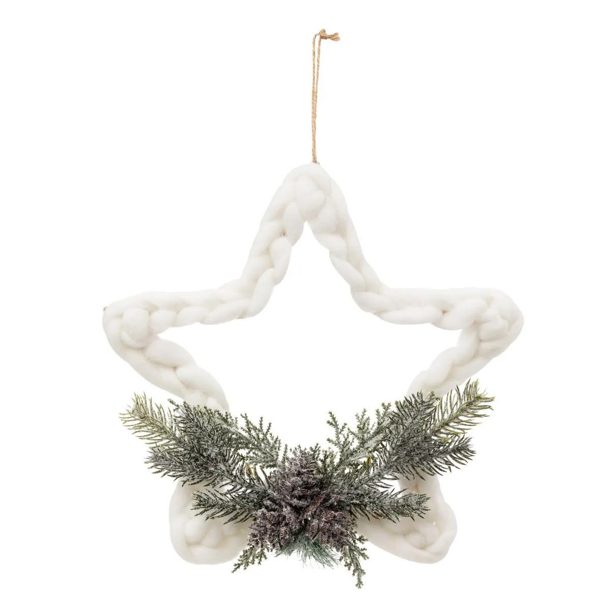 ATMOSPHERA Sujet de noël étoile tressée  givrée  30cm blanc