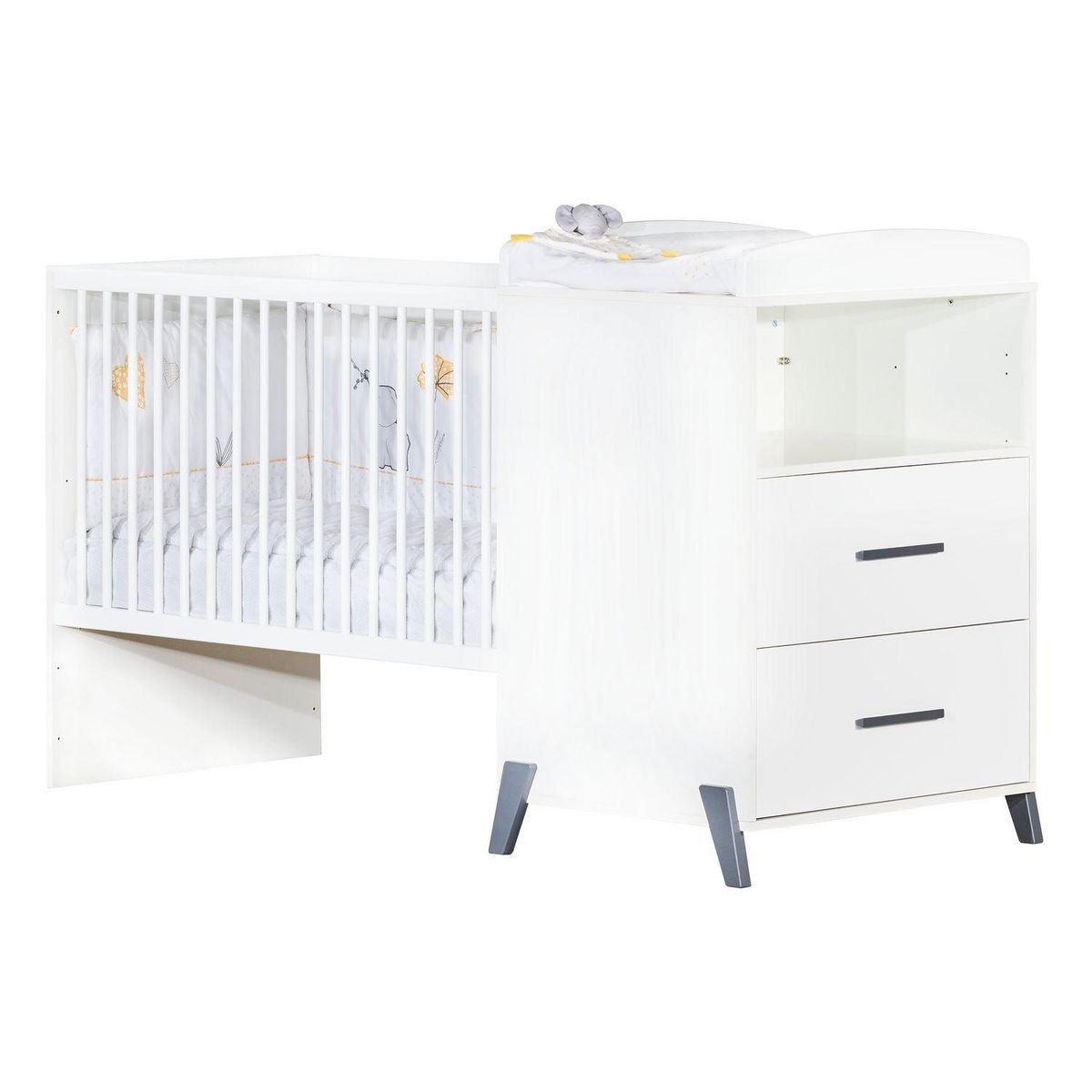 BABY PRICE  Lit bébé combiné 120x60 évolutif en 90x190cm JOY coloris gris  