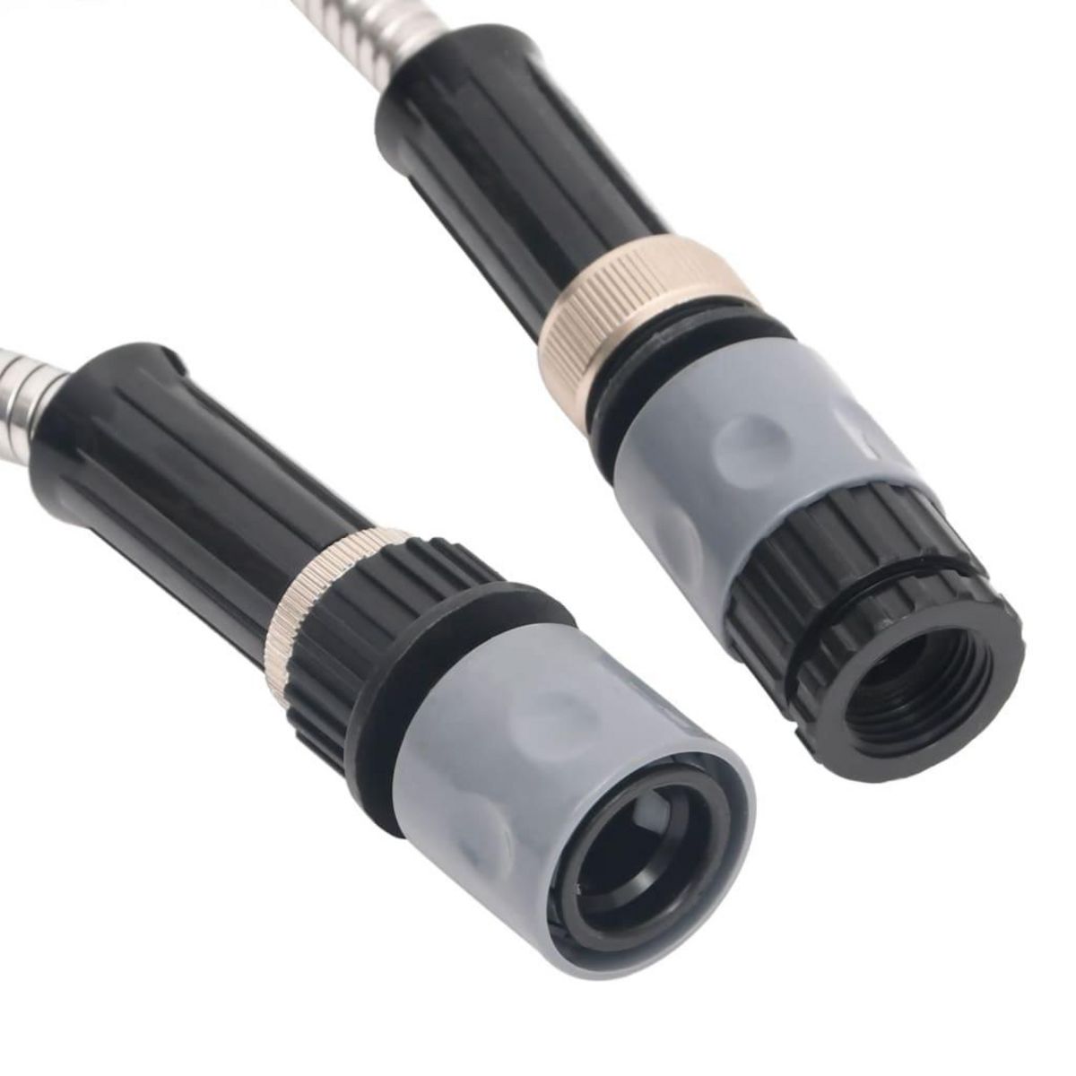 VIDAXL Tuyau d'arrosage et buse de pulverisation argente 0,6  15m inox