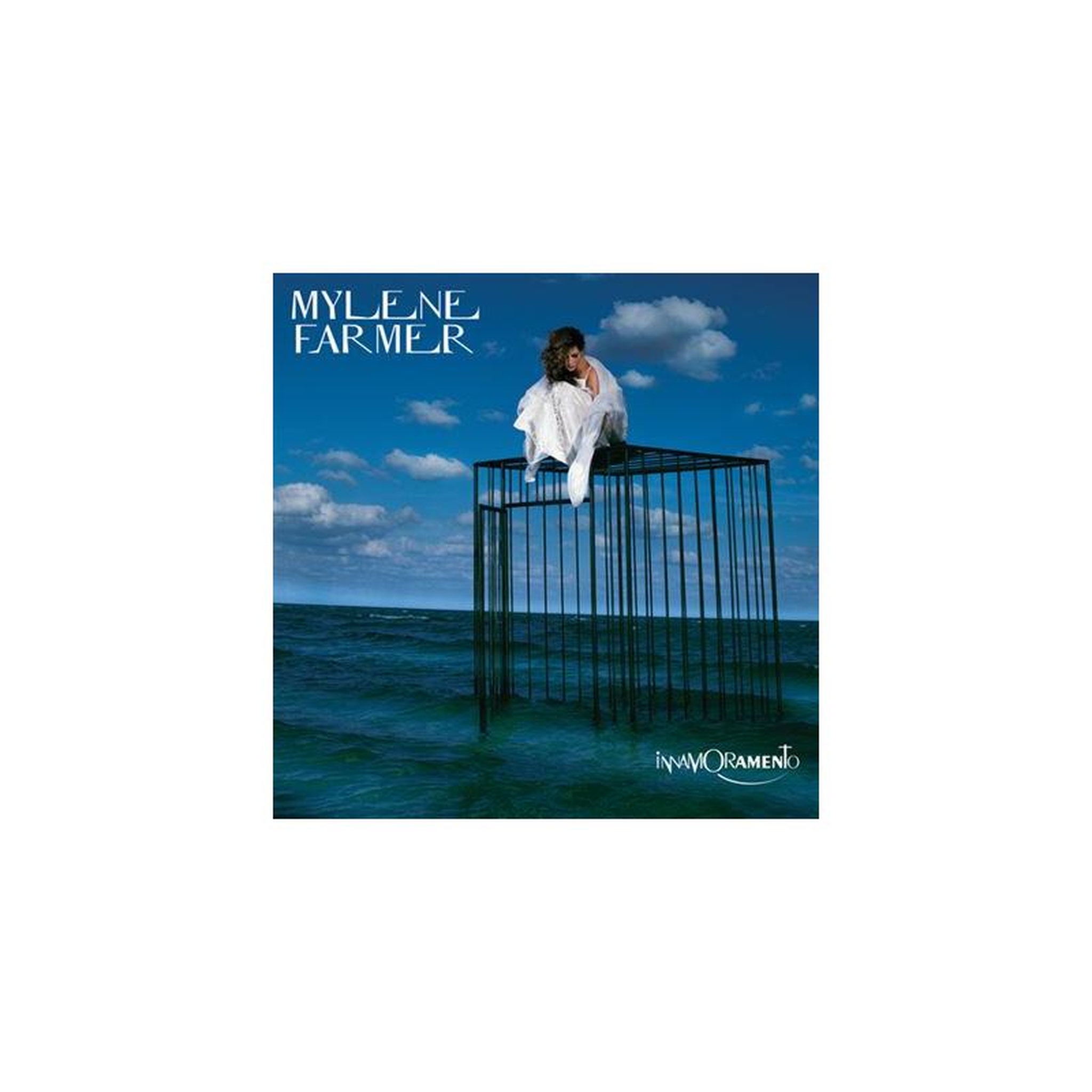 Album vinyle innamoramento de mylène farmer, pochette ocean sky aux tons bleu et blanc