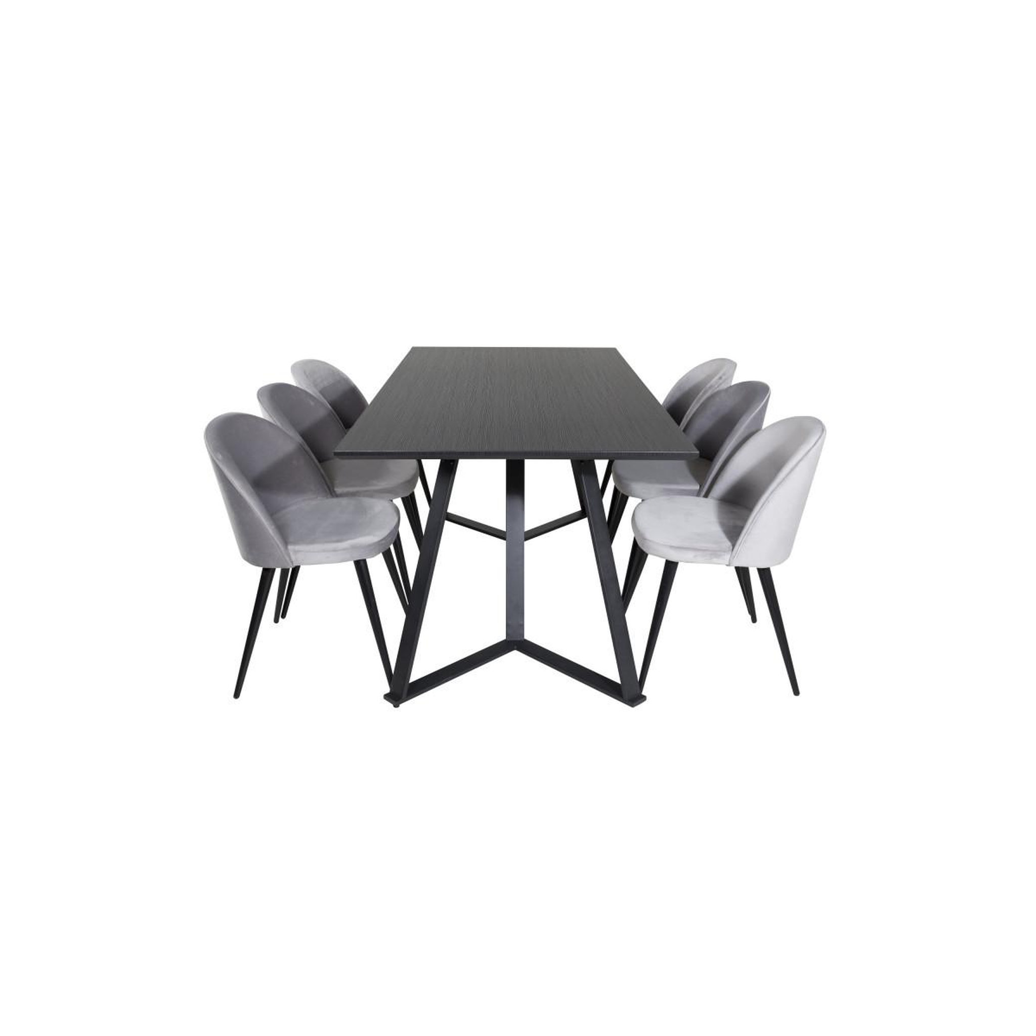 Voir la diapositive 2 : Paris Prix Ensemble table à manger & 6 chaises  marina & velvet  180cm noir & gris