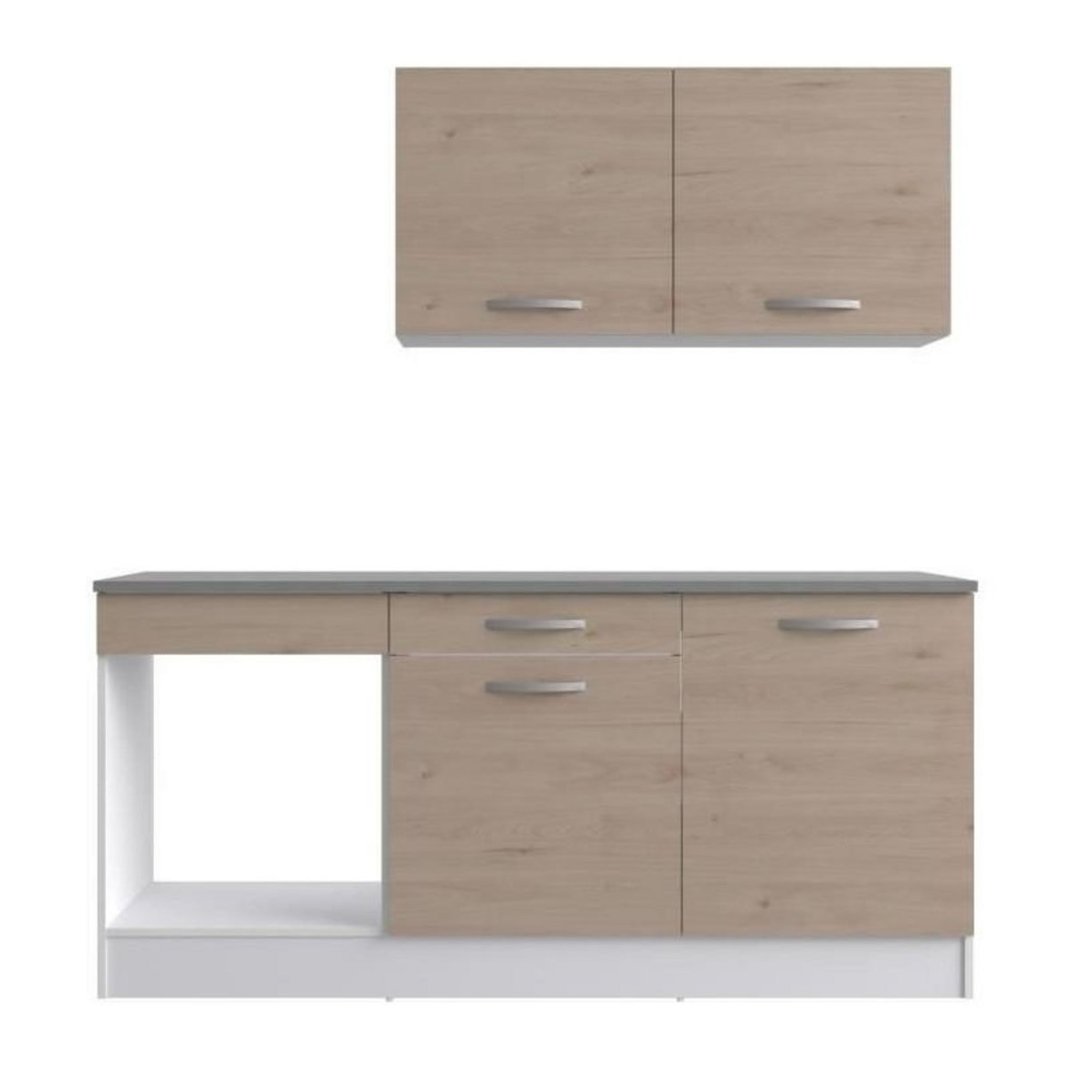 EKIPA Cuisine complete OSLO - L 180cm - Chene - Plan de travail inclus