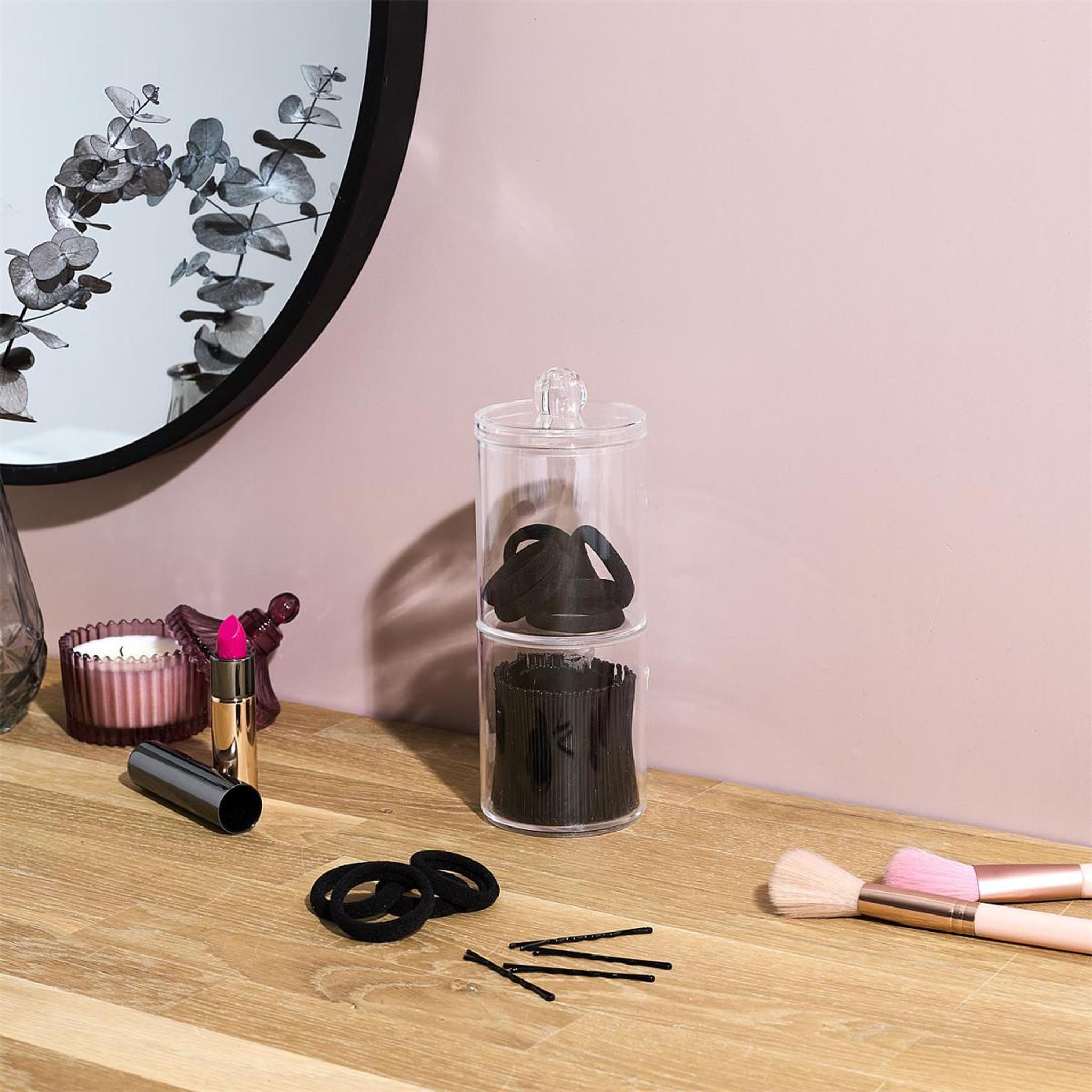 Voir la diapositive 4 : Cosmetic Club Lot de 2 boîtes accessoires cheveux  anna  19cm transparent