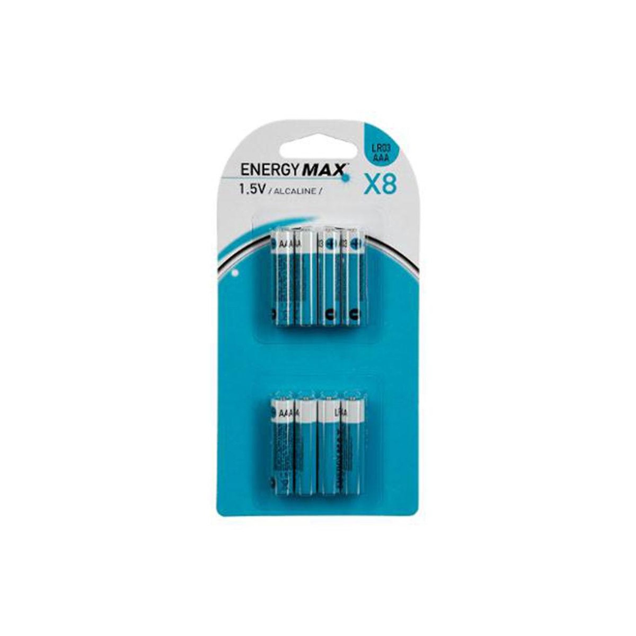 ENERGY MAX Lot de 8 piles lr03  alcaline  4cm bleu