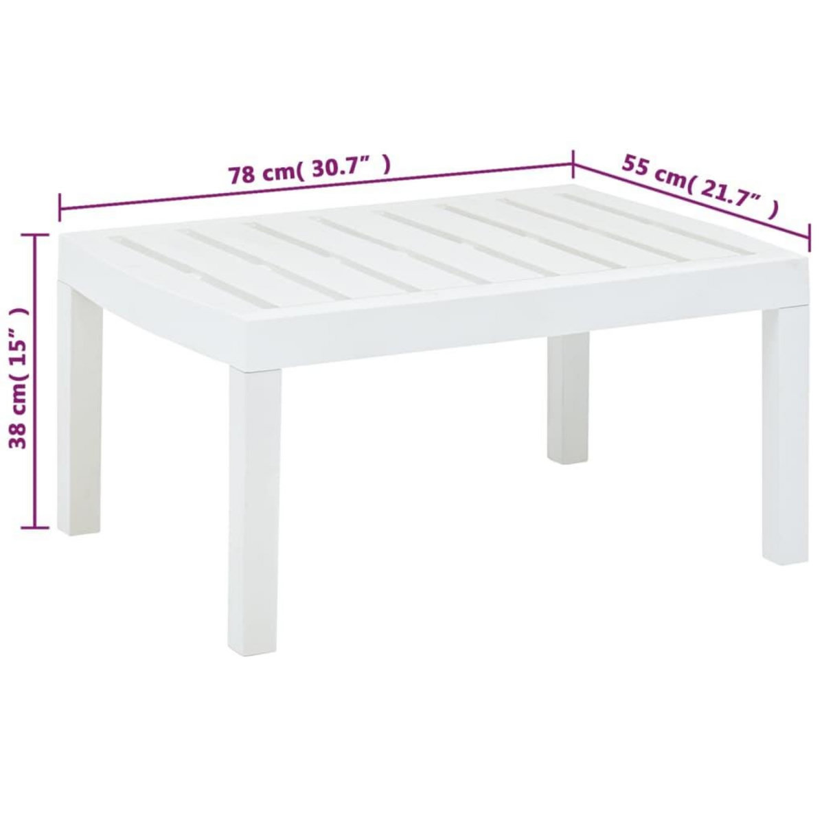 VIDAXL Table de jardin Blanc 78x55x38 cm Plastique
