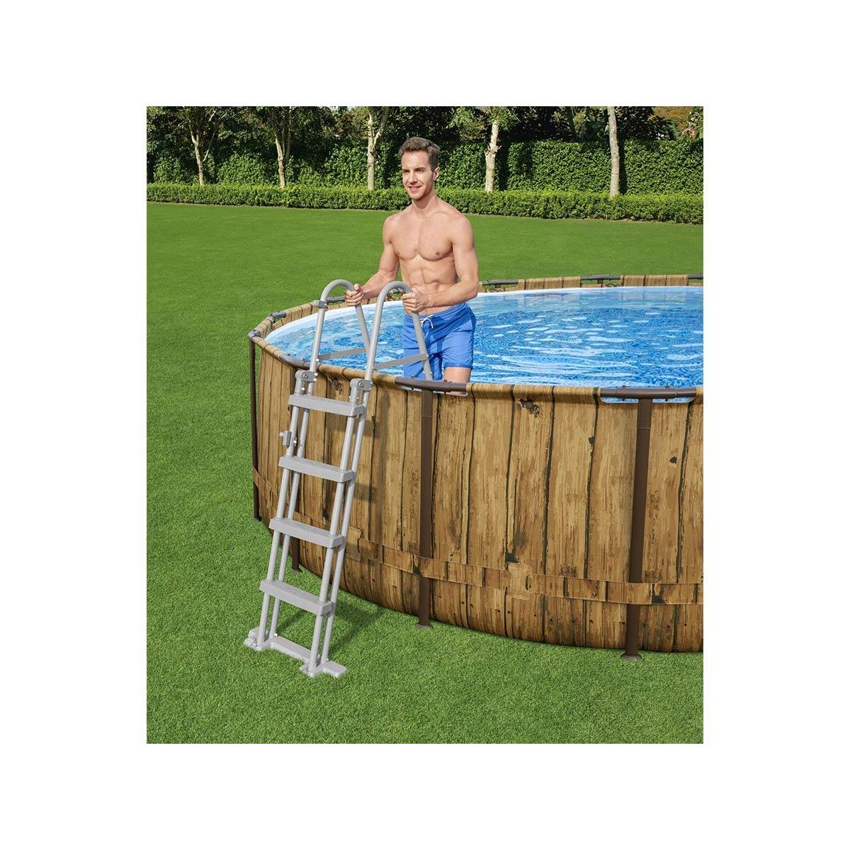 BESTWAY Piscine tubulaire Power Steel SwimVista avec hublots ronde 4,88 x 1,22 m - Bestway