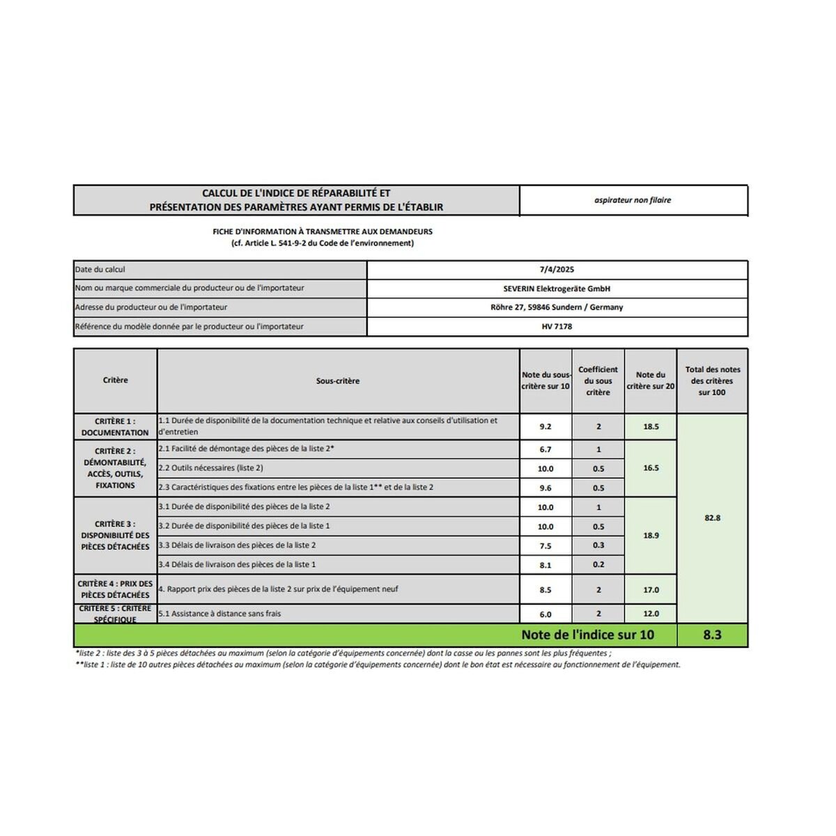 SEVERIN Aspirateur balai 2en1 rechargeable 22.2v - HV7178