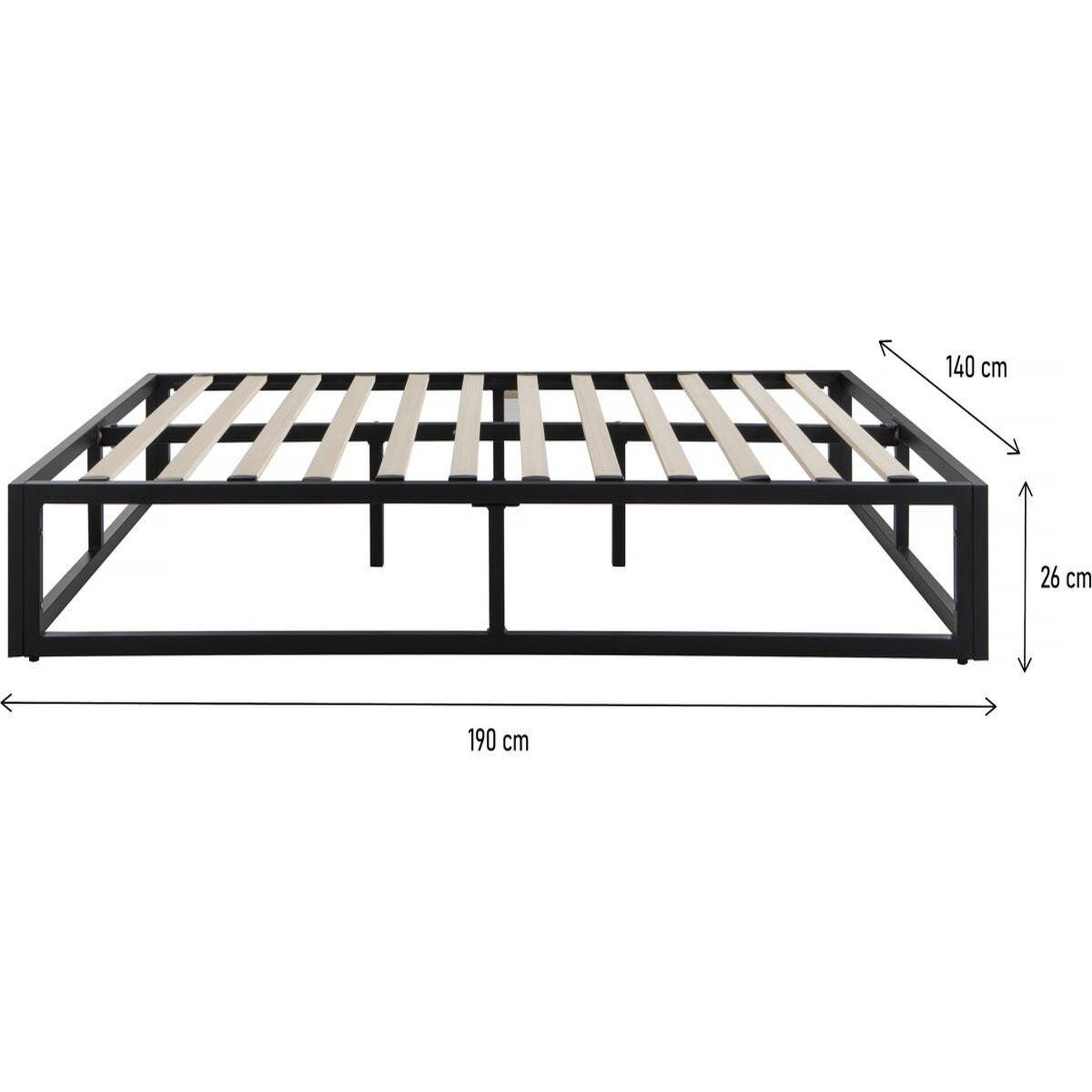 Voir la diapositive 3 : Habitat et Jardin Cadre de lit en métal 140 x 190 cm - noir