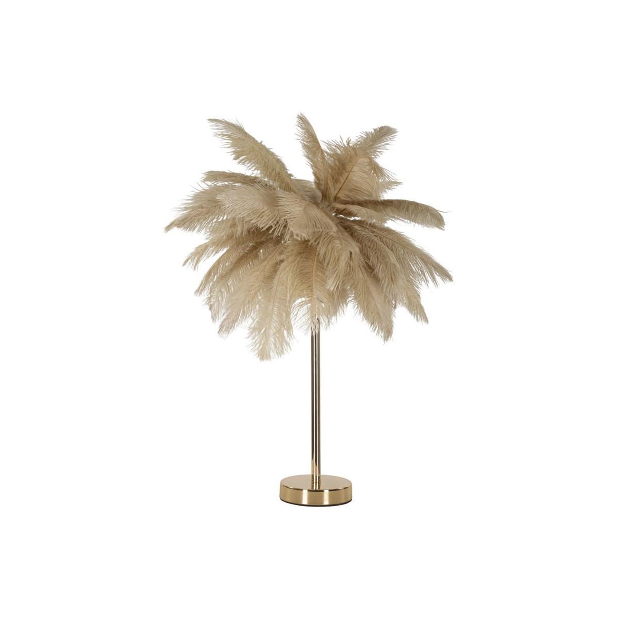 Paris Prix Lampe à poser imitation plume  palm  60cm or & camel