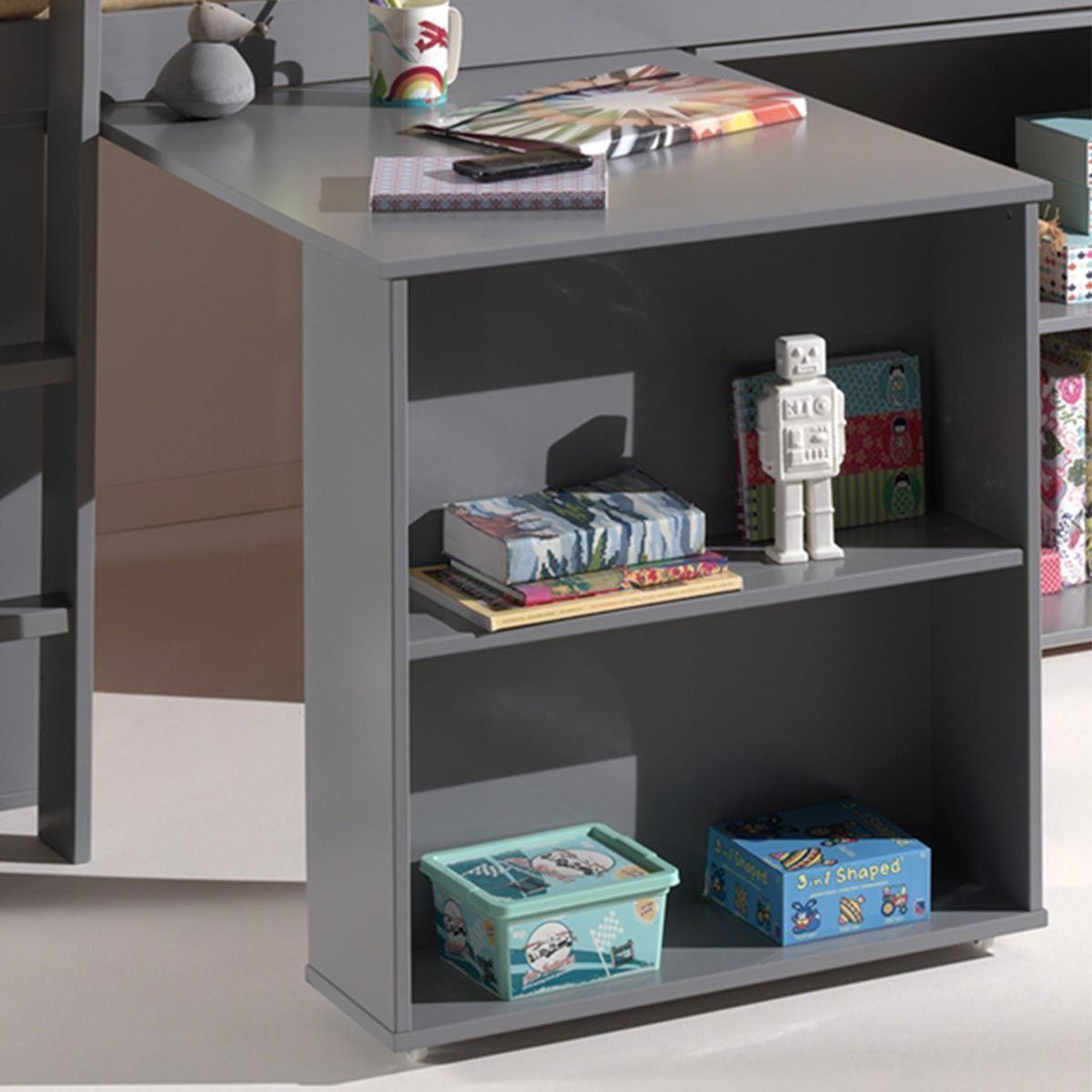 Voir la diapositive 2 : Paris Prix Bureau de lit enfant surélevé  pino  94cm gris