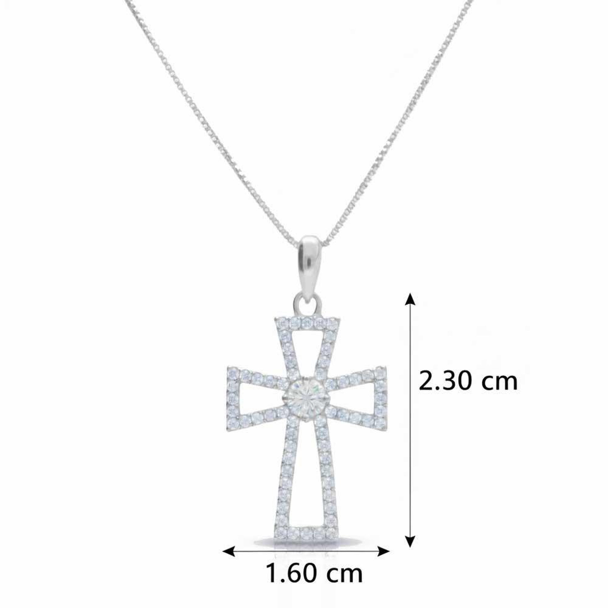 Voir la diapositive 3 : L'ATELIER D'AZUR Collier Argent 925/000 Rhodié - Croix Pavé de Zirconiums