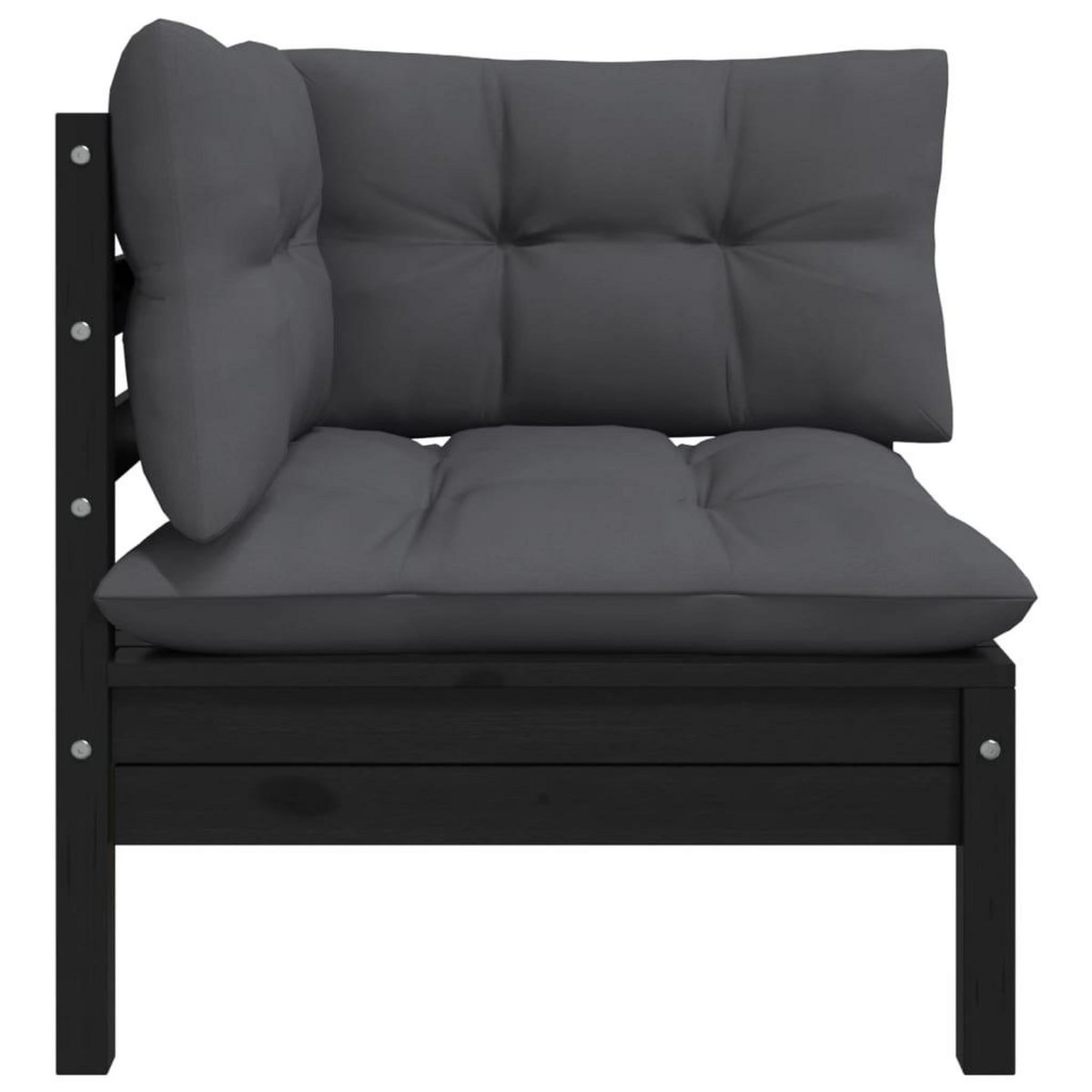 VIDAXL Salon de jardin 3 pcs avec coussins Noir Bois de pin massif