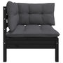 Voir la diapositive 4 : VIDAXL Salon de jardin 3 pcs avec coussins Noir Bois de pin massif