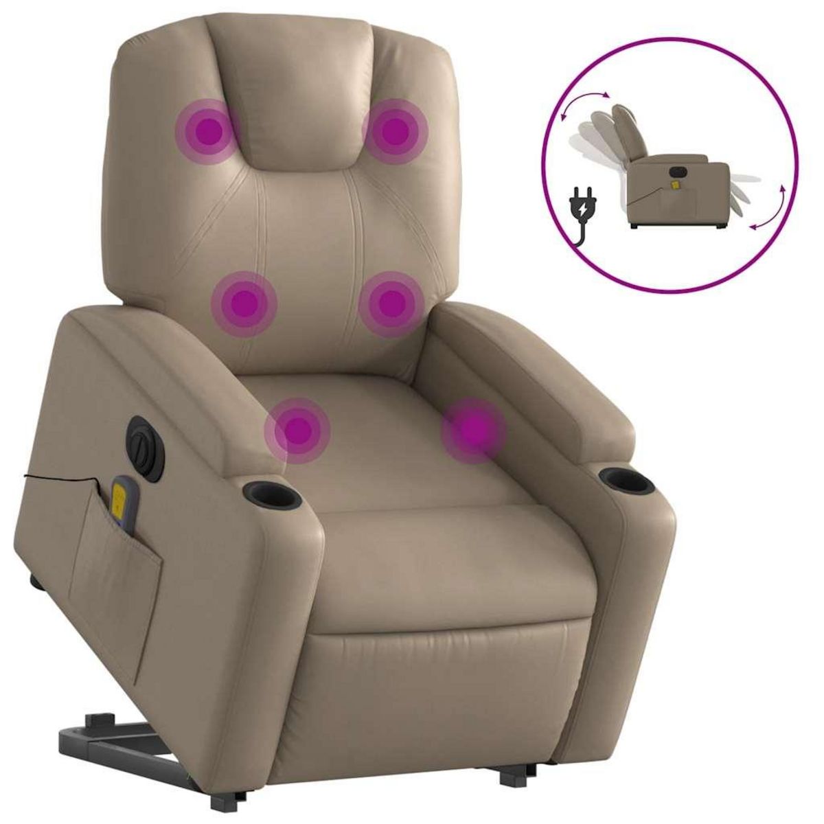 VIDAXL Fauteuil inclinable de massage electrique cappuccino similicuir