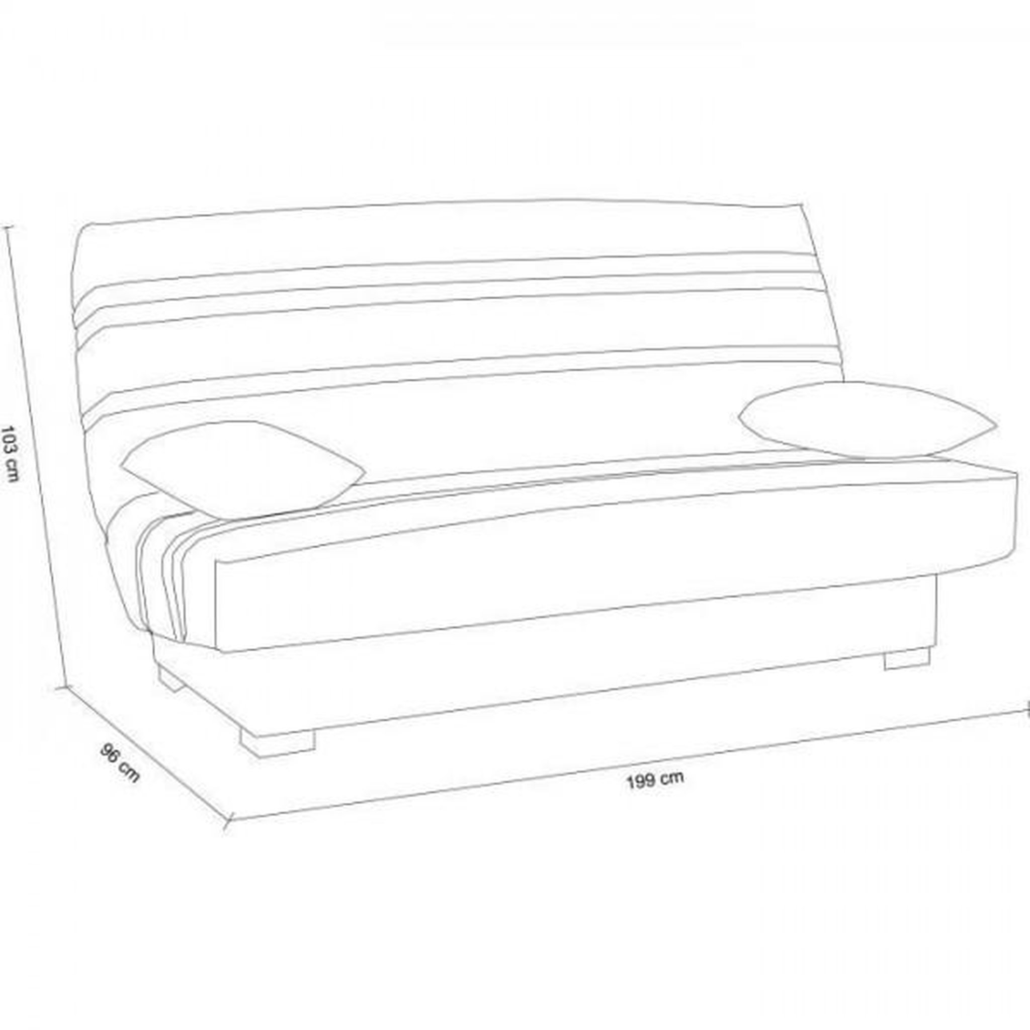 Voir la diapositive 4 : MARKET24 Banquette clic clac 3 places - Matelas 17 cm - Tissu gris anthracite - L199 x P96 x H103 cm - CHLoe