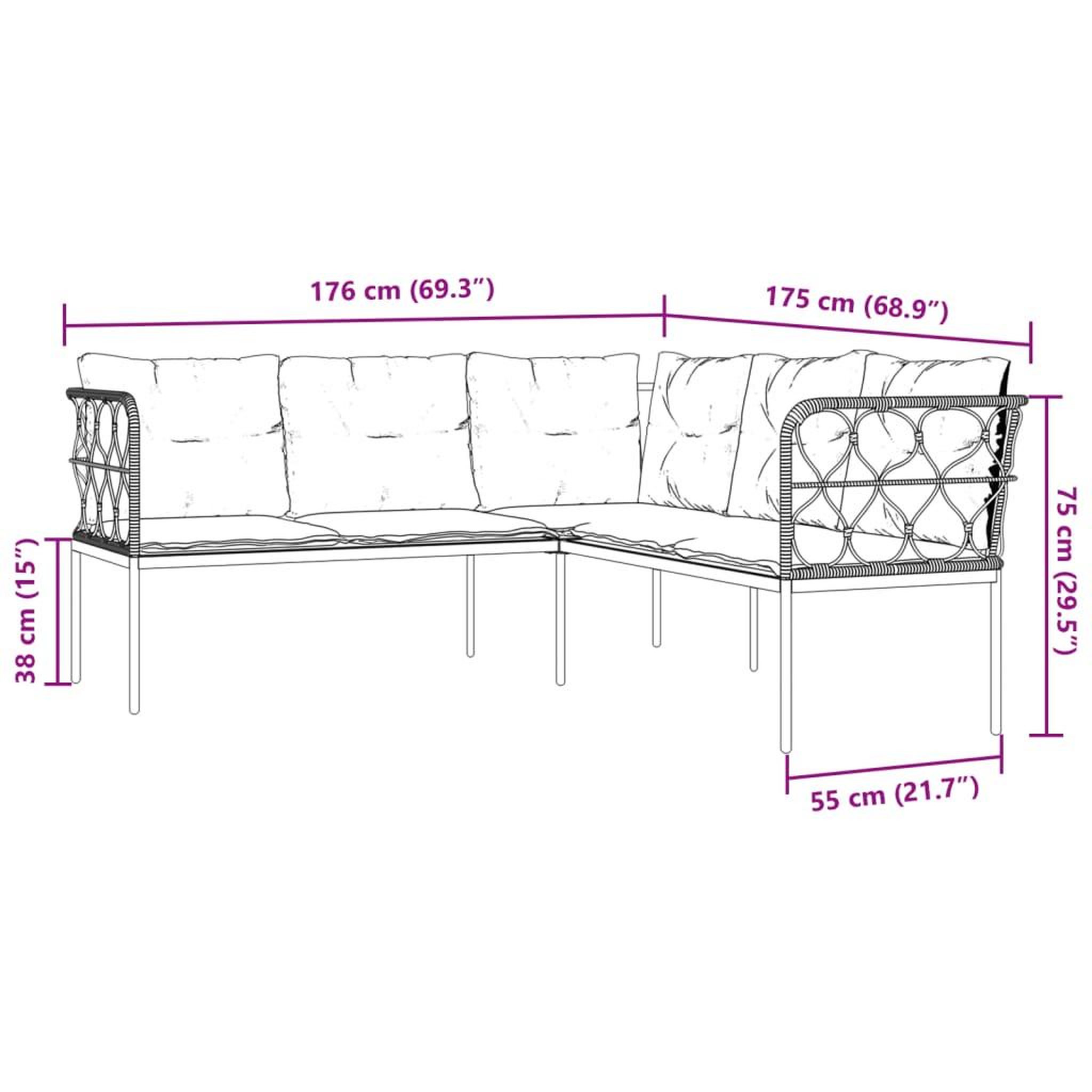 Voir la diapositive 6 : VIDAXL Ensemble de canapes de jardin et coussins noir acier textilene