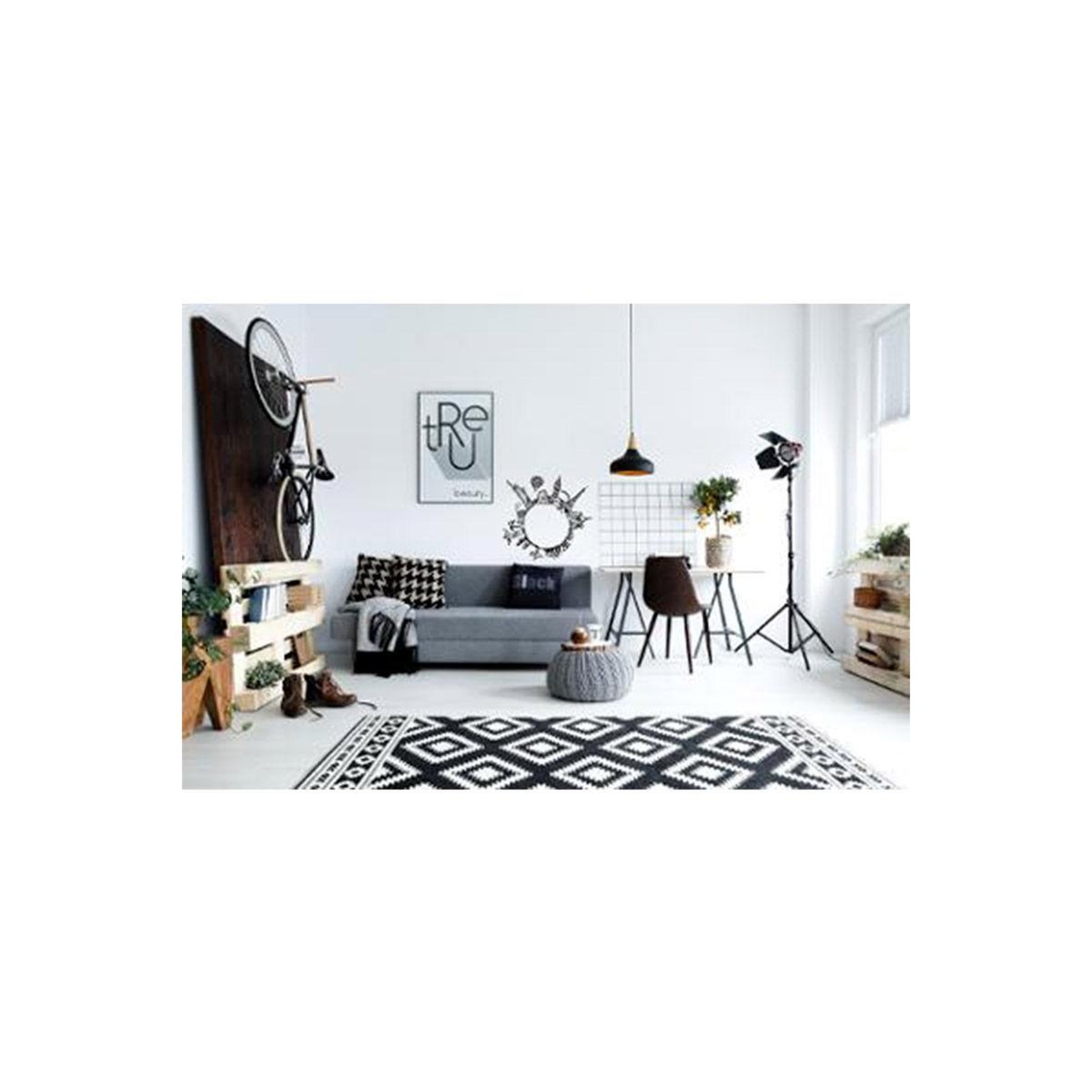Voir la diapositive 2 : ATMOSPHERA Sticker plat déco  monde  60cm noir & blanc