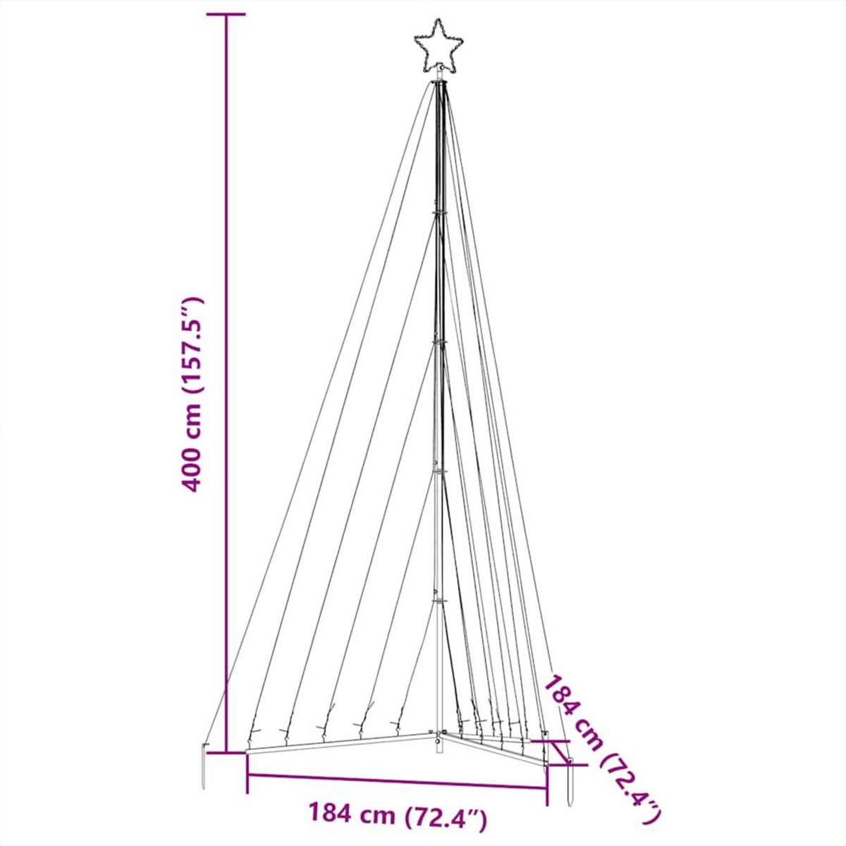 VIDAXL Sapin de Noël a LED 570 LED bleu 399 cm