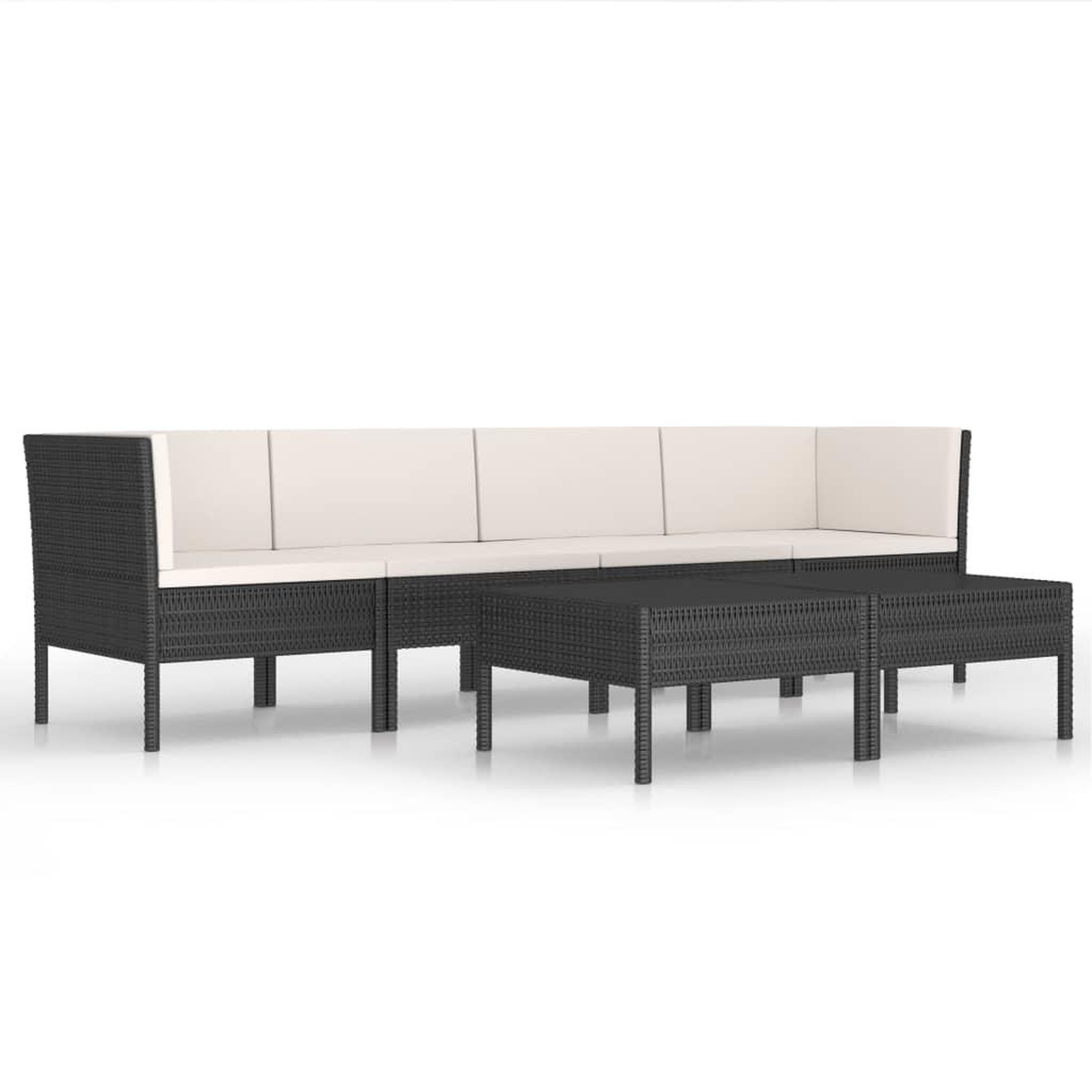 VIDAXL Salon de jardin 6 pcs avec coussins resine tressee noir