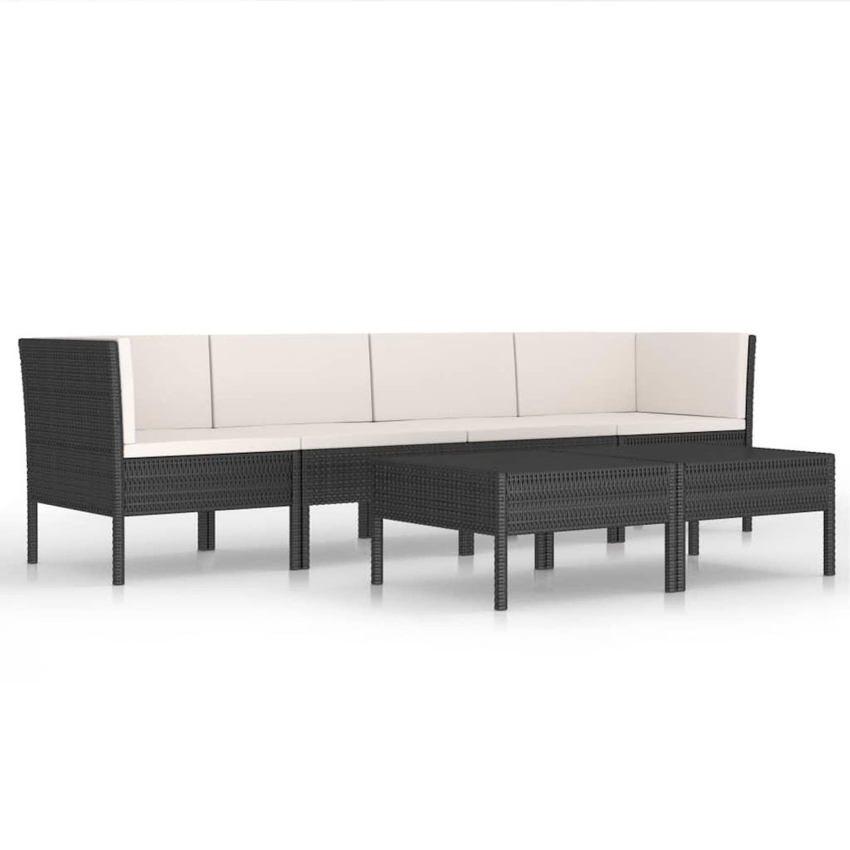 VIDAXL Salon de jardin 6 pcs avec coussins resine tressee noir