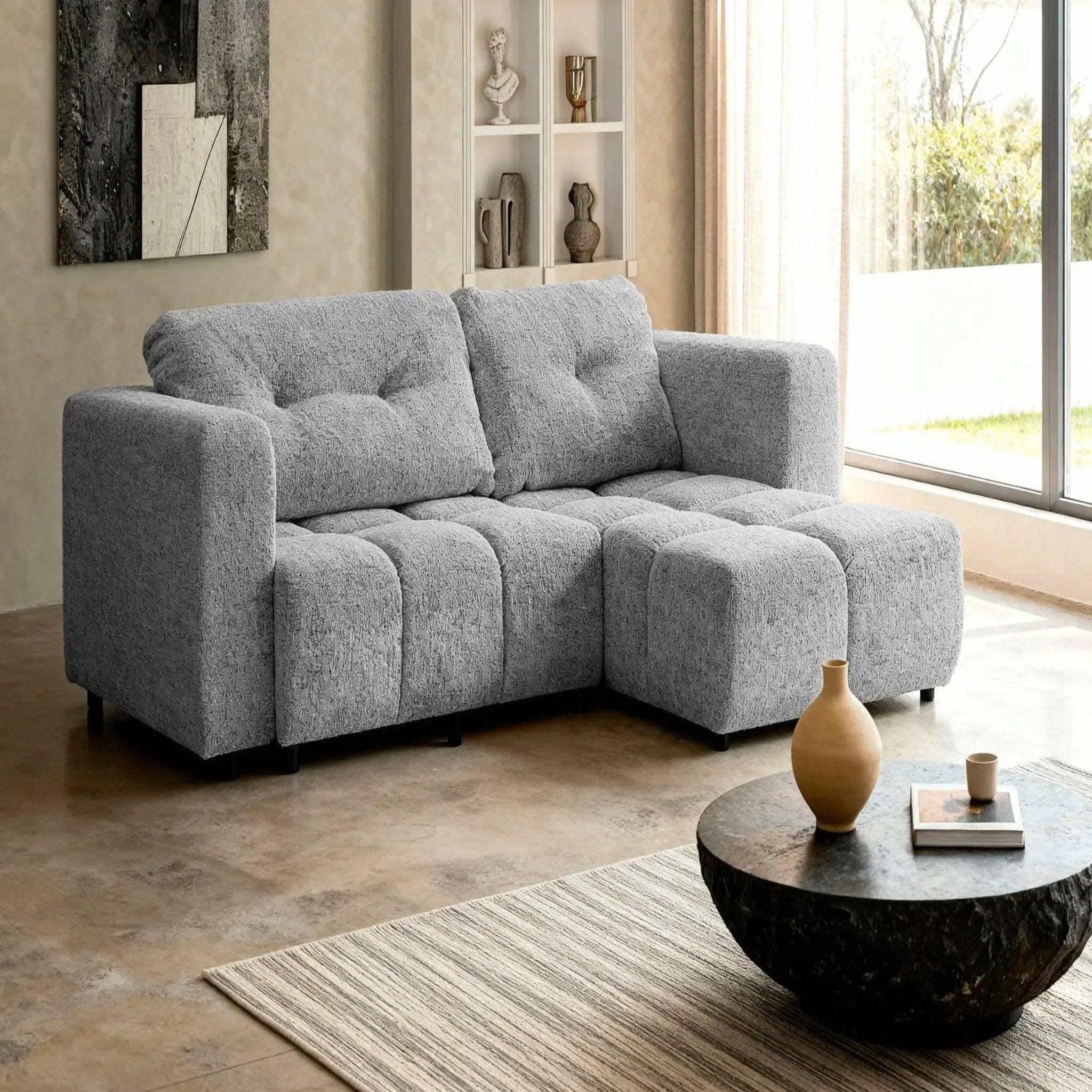 Voir la diapositive 6 : CASANOVA PARIS Romy 3 places - canapé d'angle convertible tissu chenille 3 places