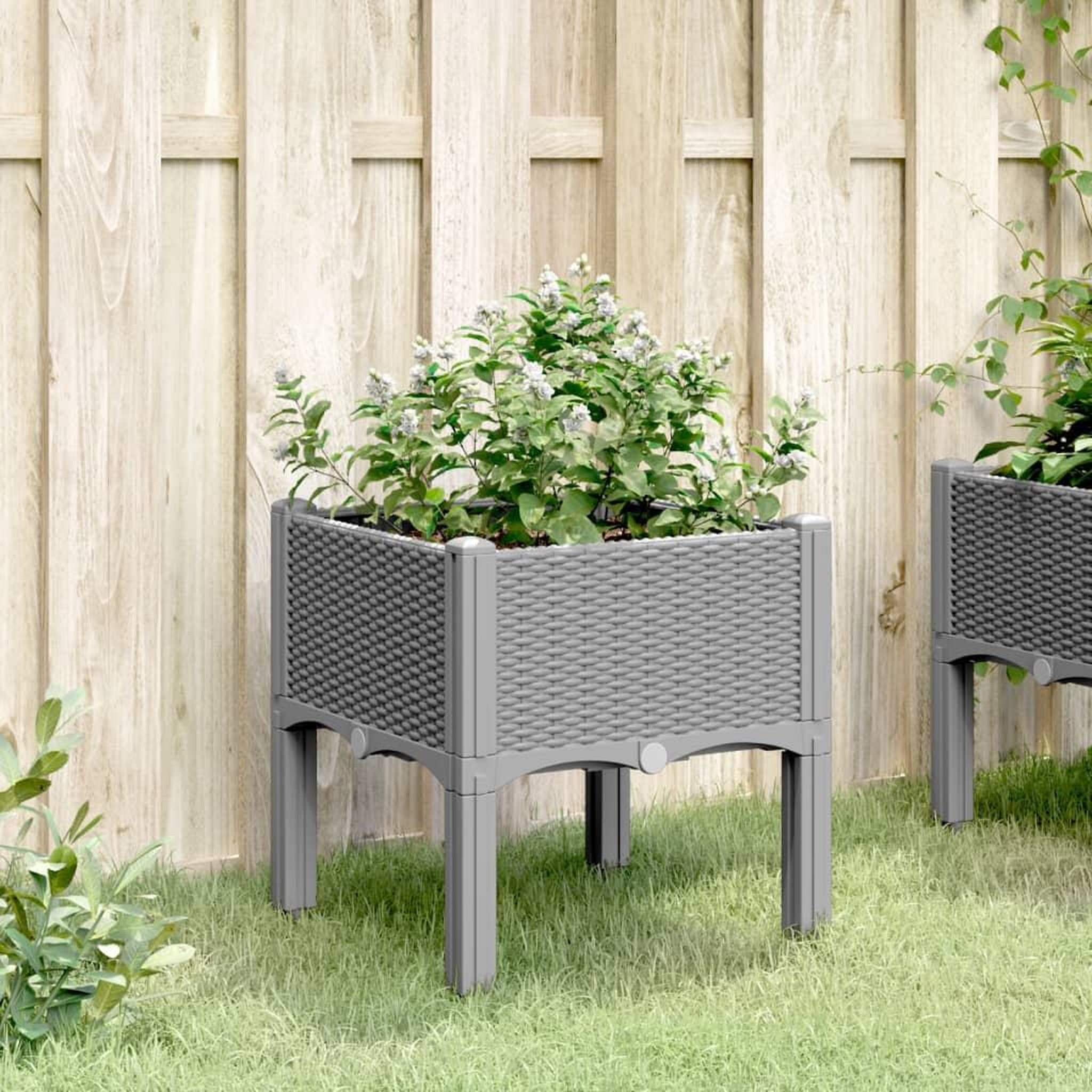 Voir la diapositive 3 : VIDAXL Jardiniere avec pieds gris clair 40x40x42 cm PP