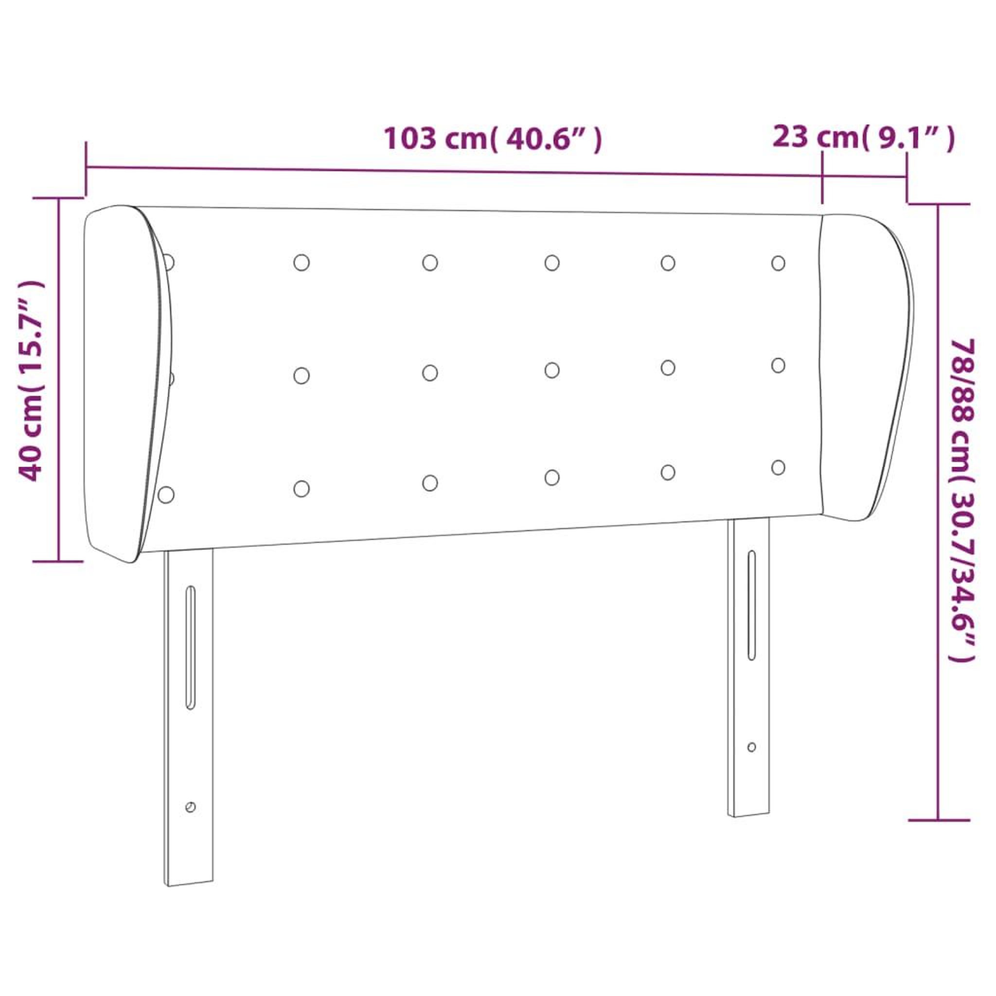 Voir la diapositive 6 : VIDAXL Tete de lit avec oreilles Gris fonce 103x23x78/88 cm Tissu