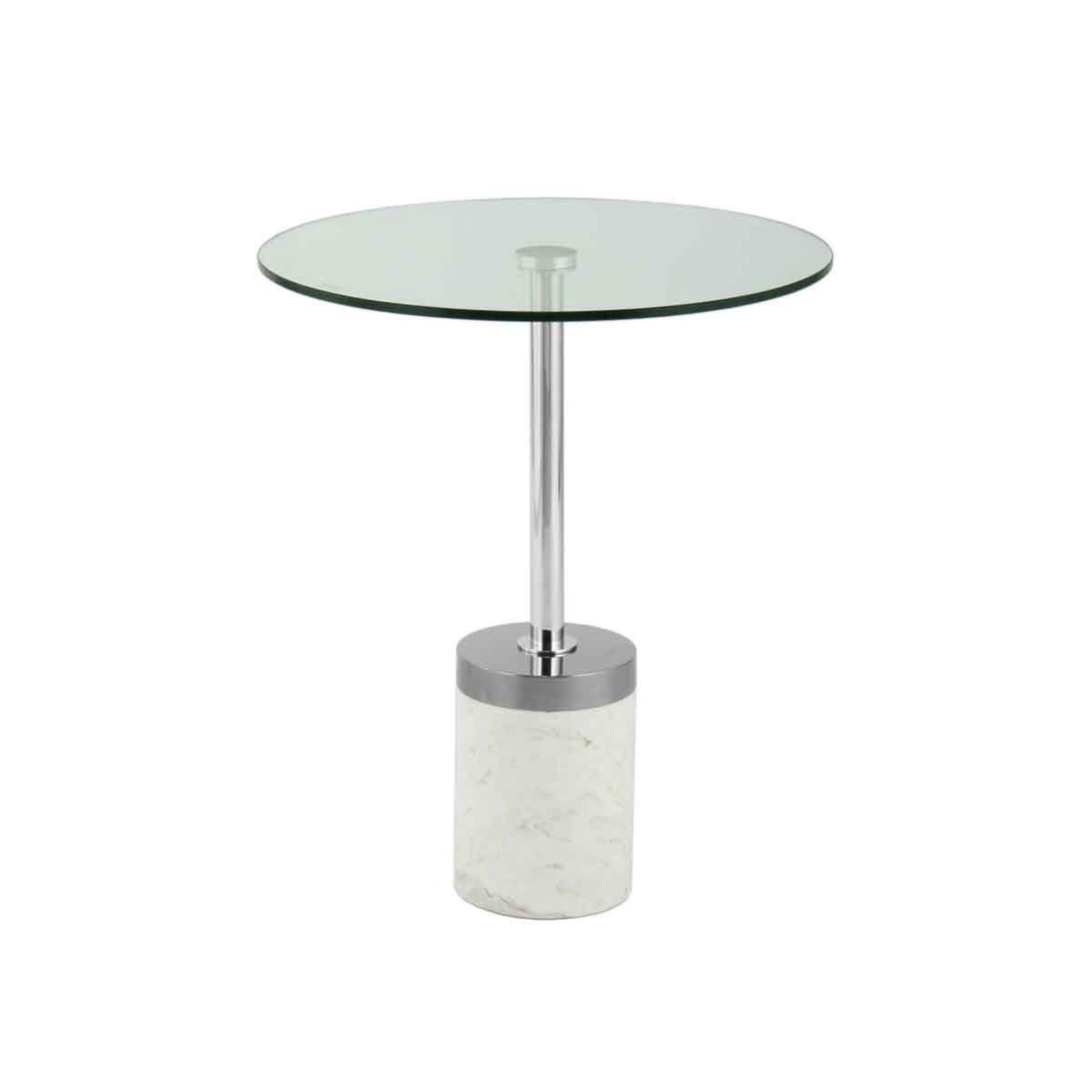 Voir la diapositive 2 : Paris Prix Table d'appoint en marbre  lana  53cm argent & blanc