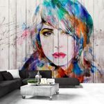 Paris Prix Papier Peint  Wooden Portrait. Coloris disponibles : Multicolore