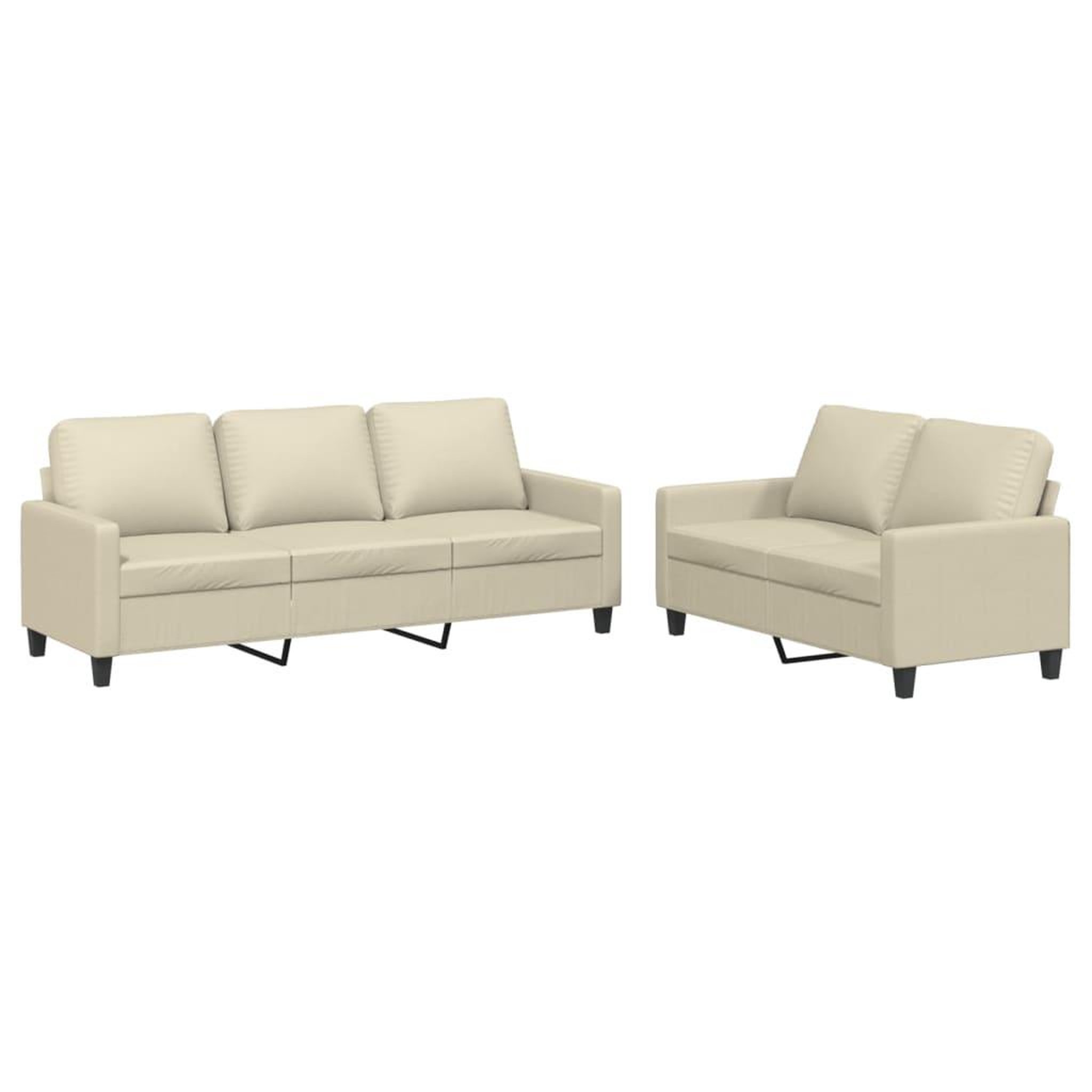 Voir la diapositive 2 : VIDAXL Ensemble de canapes 2 pcs avec coussins Creme Similicuir