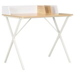 VIDAXL Bureau Blanc et naturel 80x50x84 cm