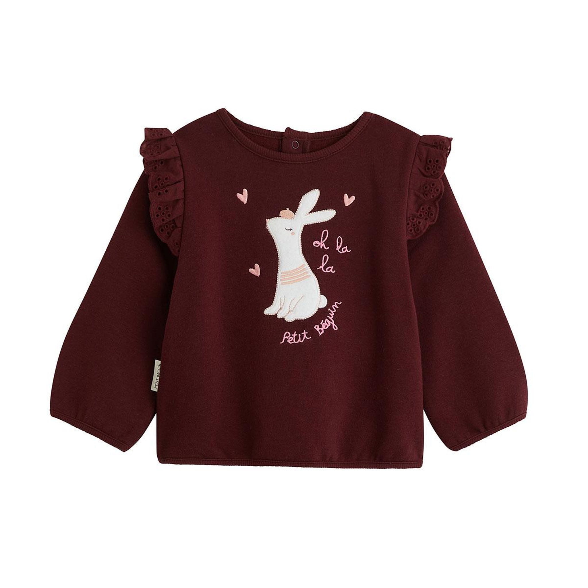 PETIT BEGUIN Sweat-shirt bébé en molleton aimée. Coloris disponibles : Rouge