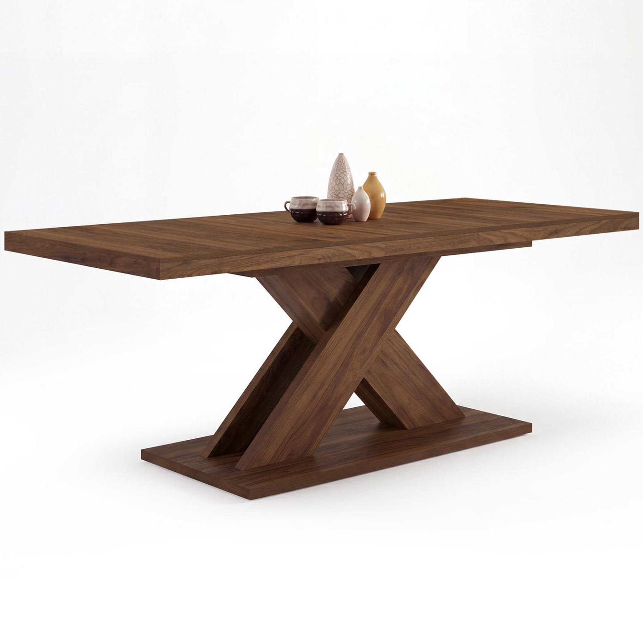 ID MARKET Table à manger extensible rectangle alicia 6-10 personnes noyer 160-200 cm