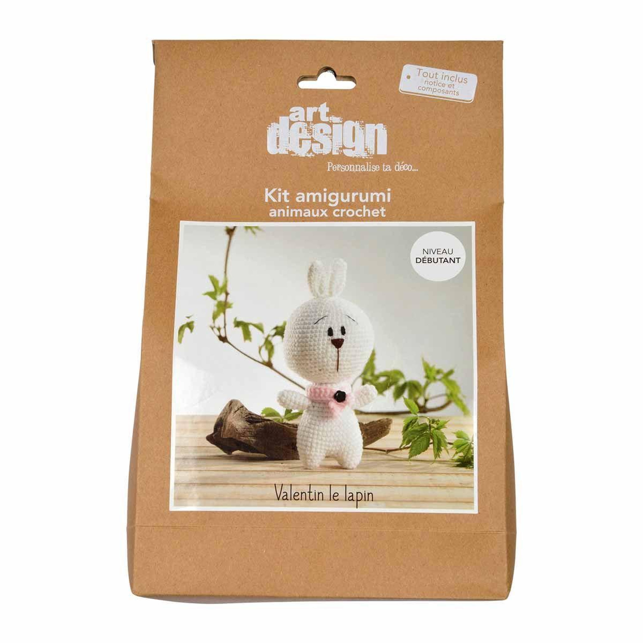 Voir la diapositive 2 : HOMEA Kit Complet Amigurumi  Valentin le Lapin  17cm Blanc