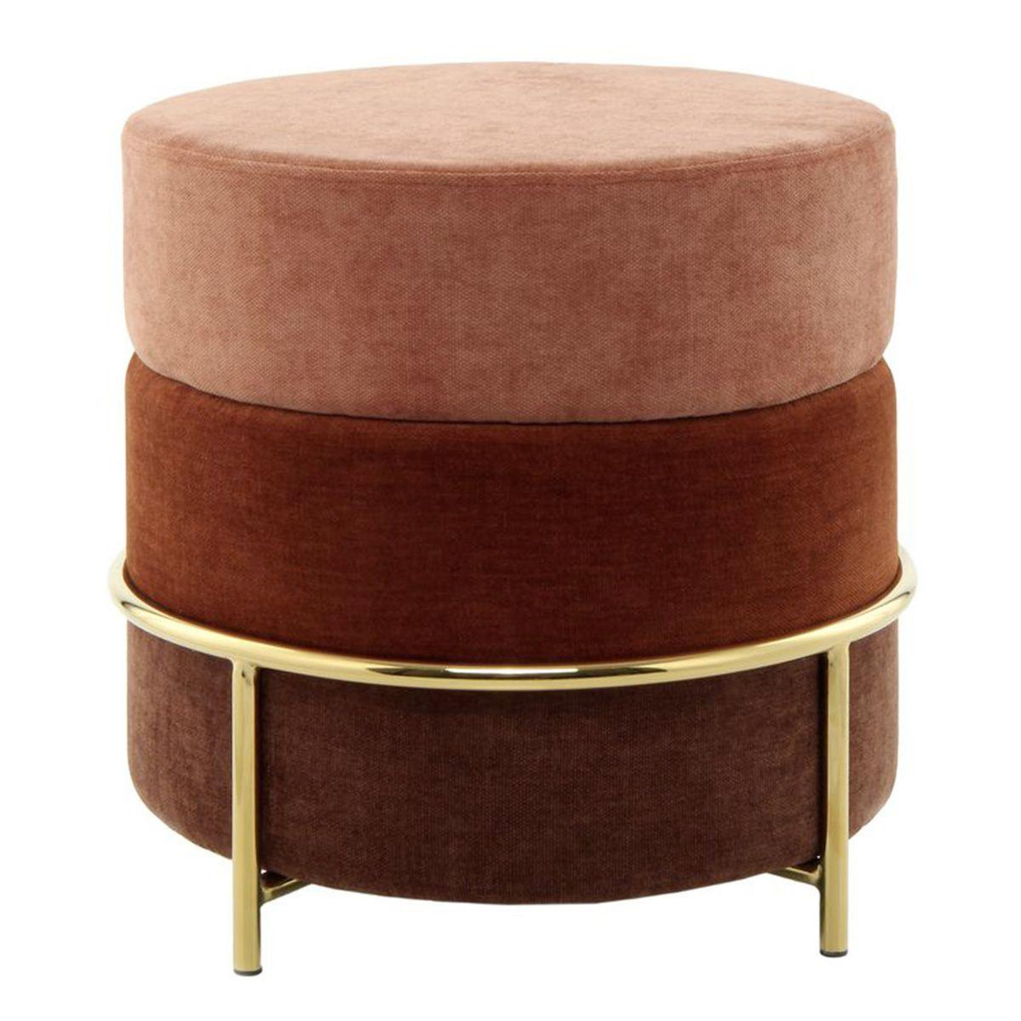 Paris Prix Pouf Design en Velours  Matilda  48cm Terracotta