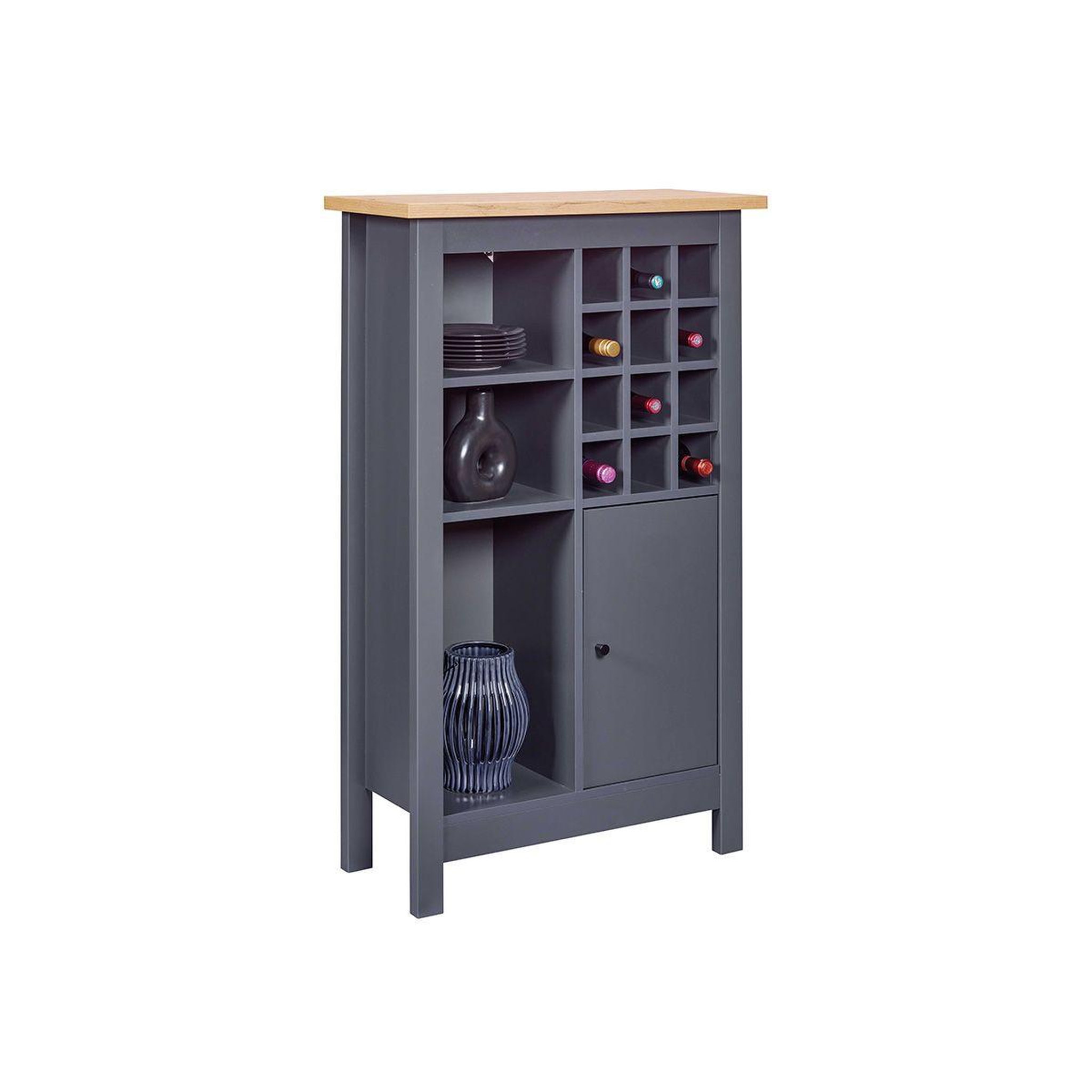 Voir la diapositive 4 : INTERLINK Buffet avec range-bouteilles  nichole  124cm anthracite
