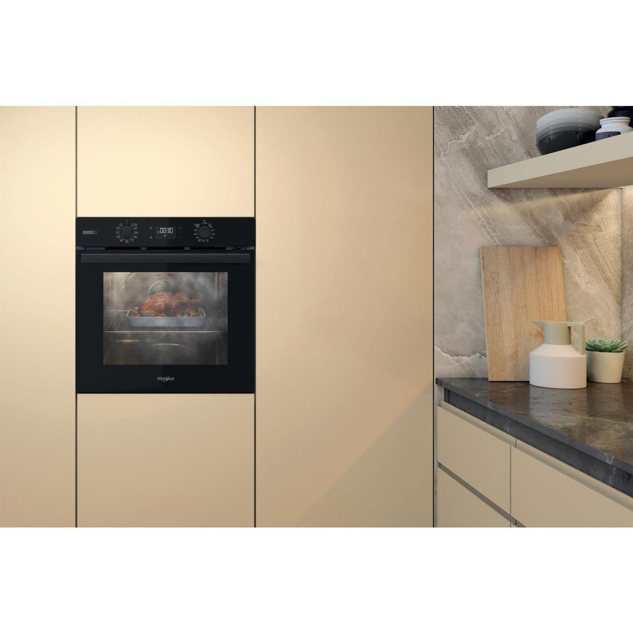 Voir la diapositive 5 : Whirlpool Four encastrable omsr58ru0b - pyrolyse, ajout vapeur gentle steam, noir mat