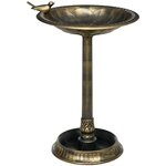 OUTSUNNY Bain d'oiseaux abreuvoir pour oiseaux jardinière 3 en 1 dim. Ø 50 x 72H cm PP bronze antique