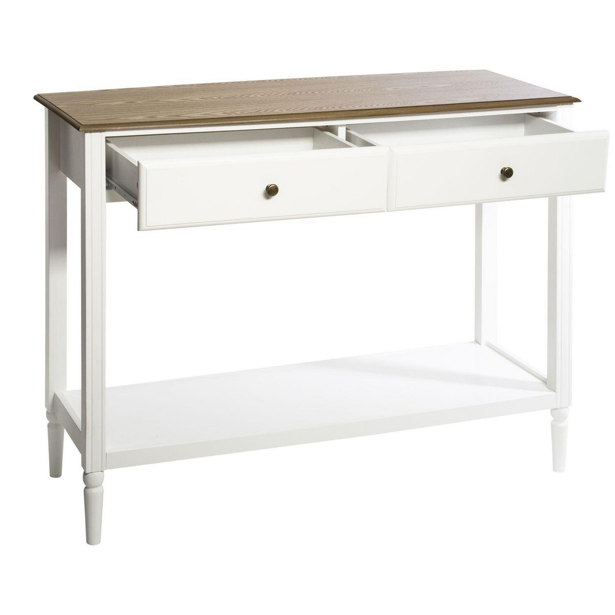 ATMOSPHERA Console design bois Solen - L. 110 x H. 85 cm - Blanc