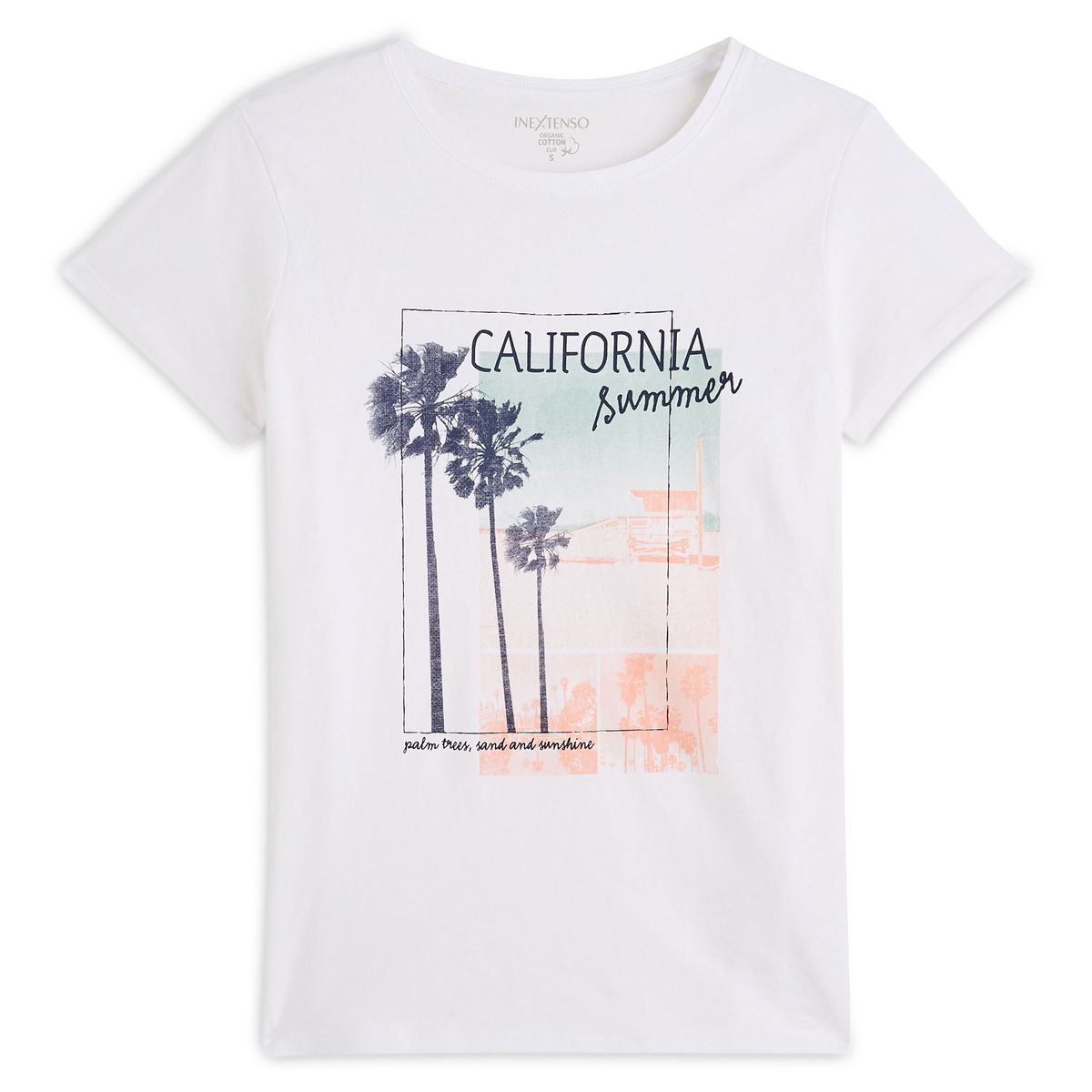 IN EXTENSO T-shirt manches courtes blanc imprimé california summer femme