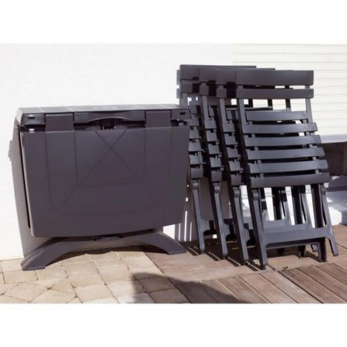 GRILL ME Chaise pliante Miami - GRILL ME - Anthracite - Résistante aux intempéries et facile a ranger