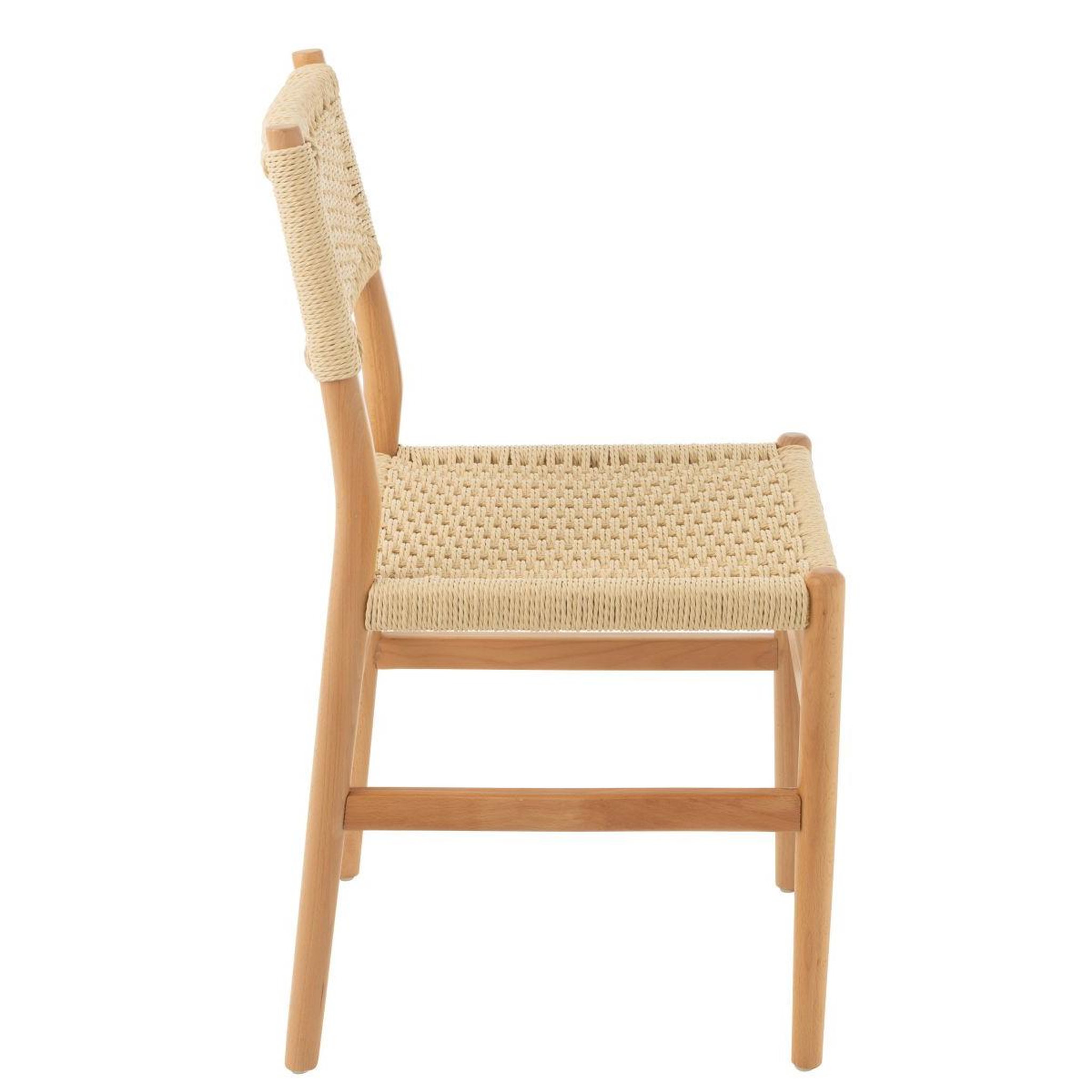 Voir la diapositive 3 : J-LINE Chaise corde en bois  lap  87cm naturel
