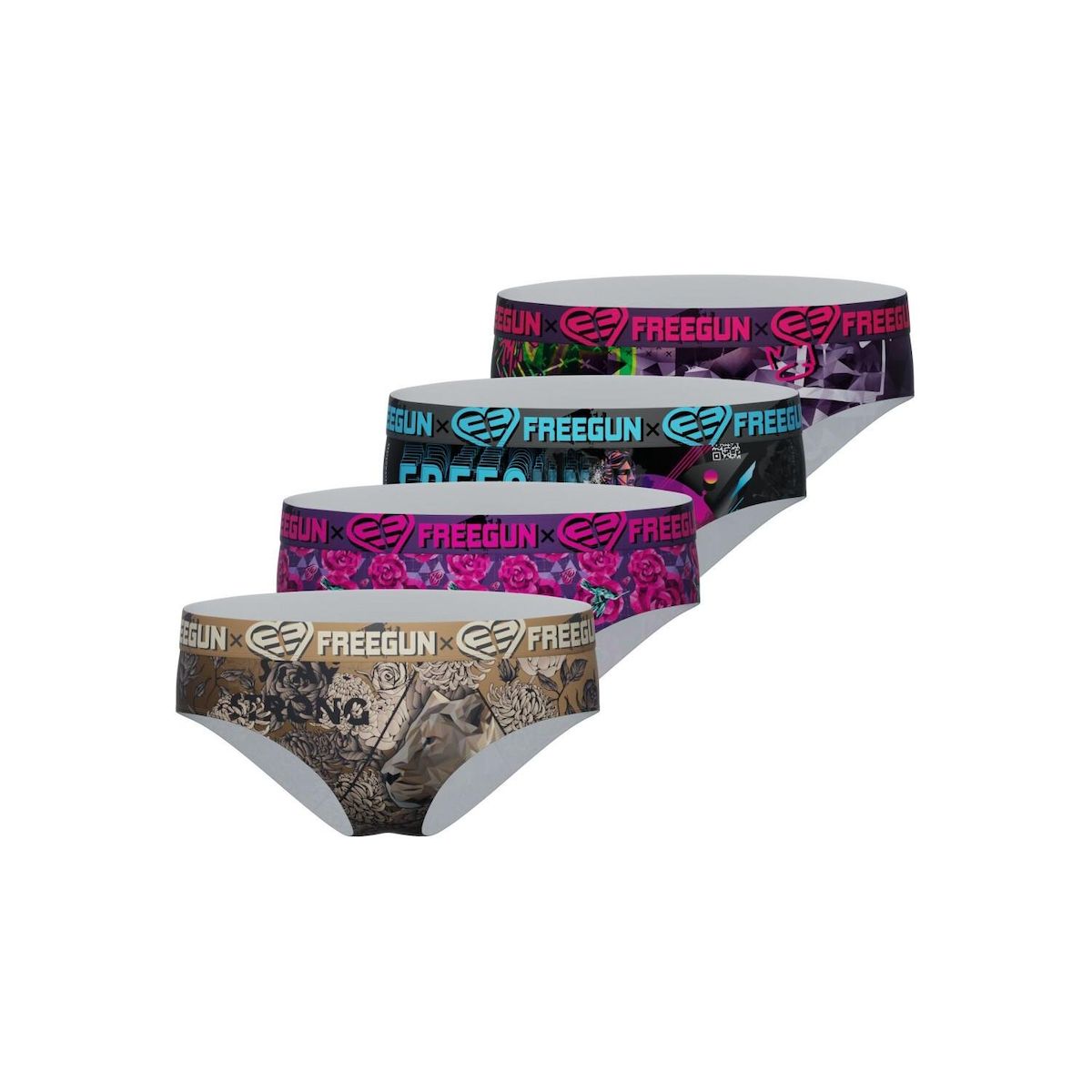 FREEGUN Lot de 4 culottes fille imprimé Origami
